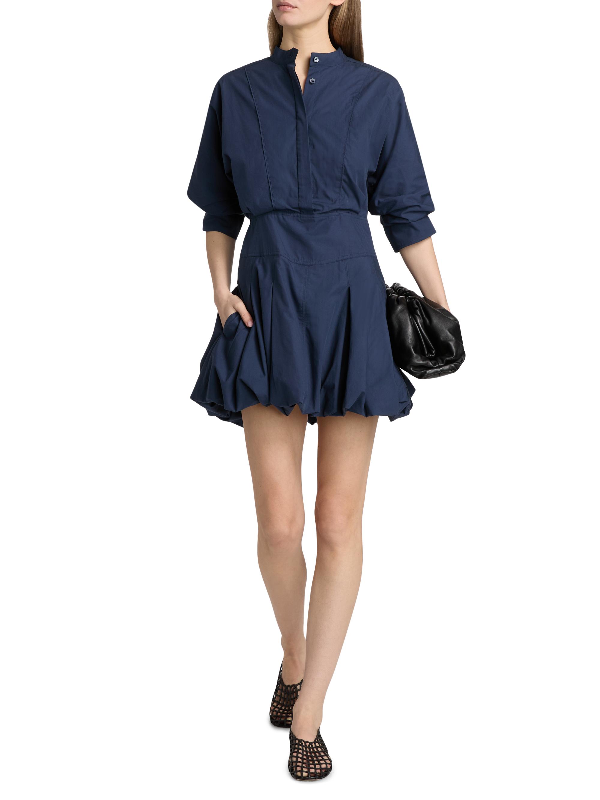 knee length dresses for ladies Simkhai Effie Poplin Bubble-Hem Mini Shirt Dress