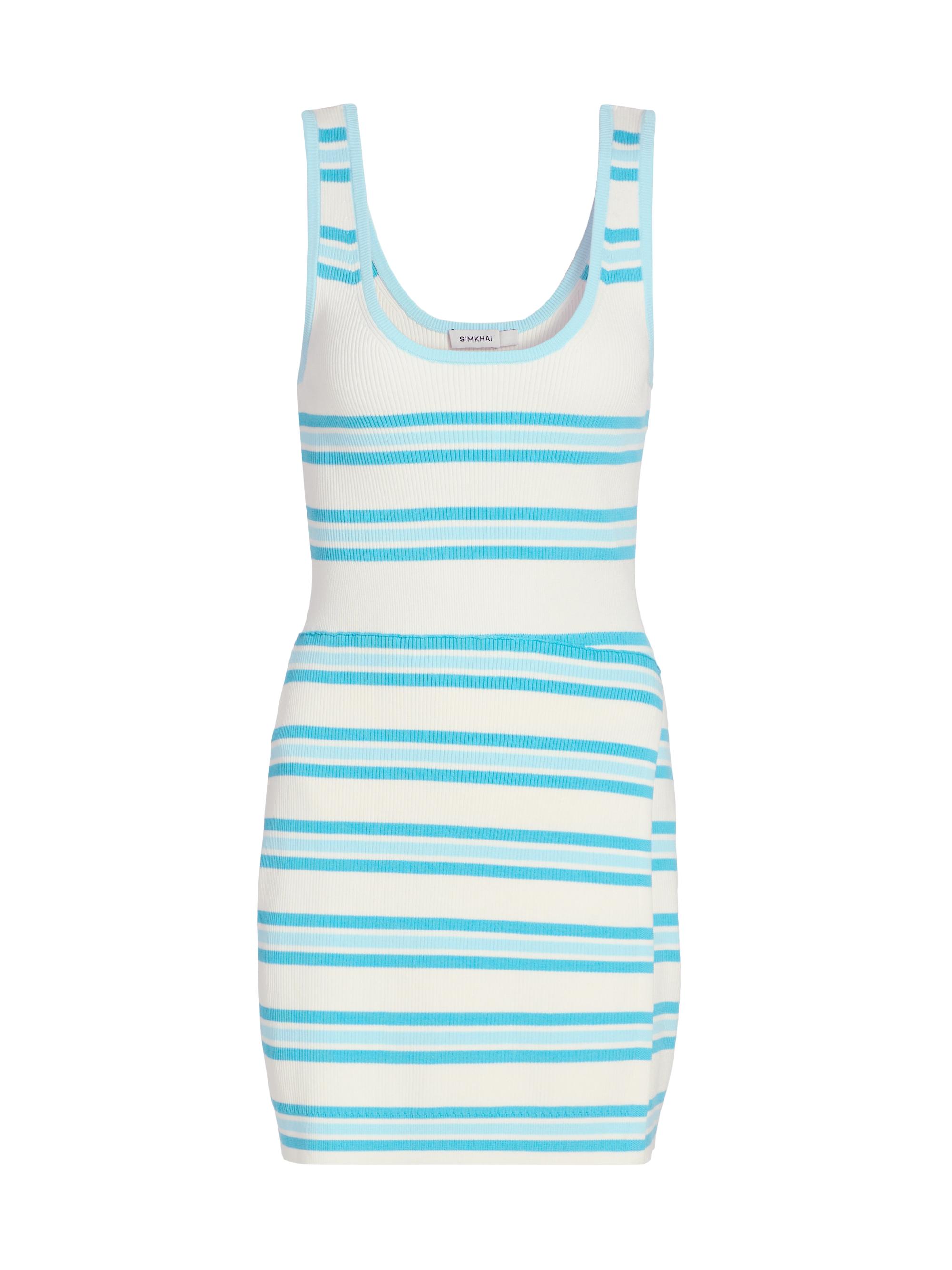 SIMKHAI Women's Marston Striped Cotton-Blend Minidress - Surf Pool Stripe