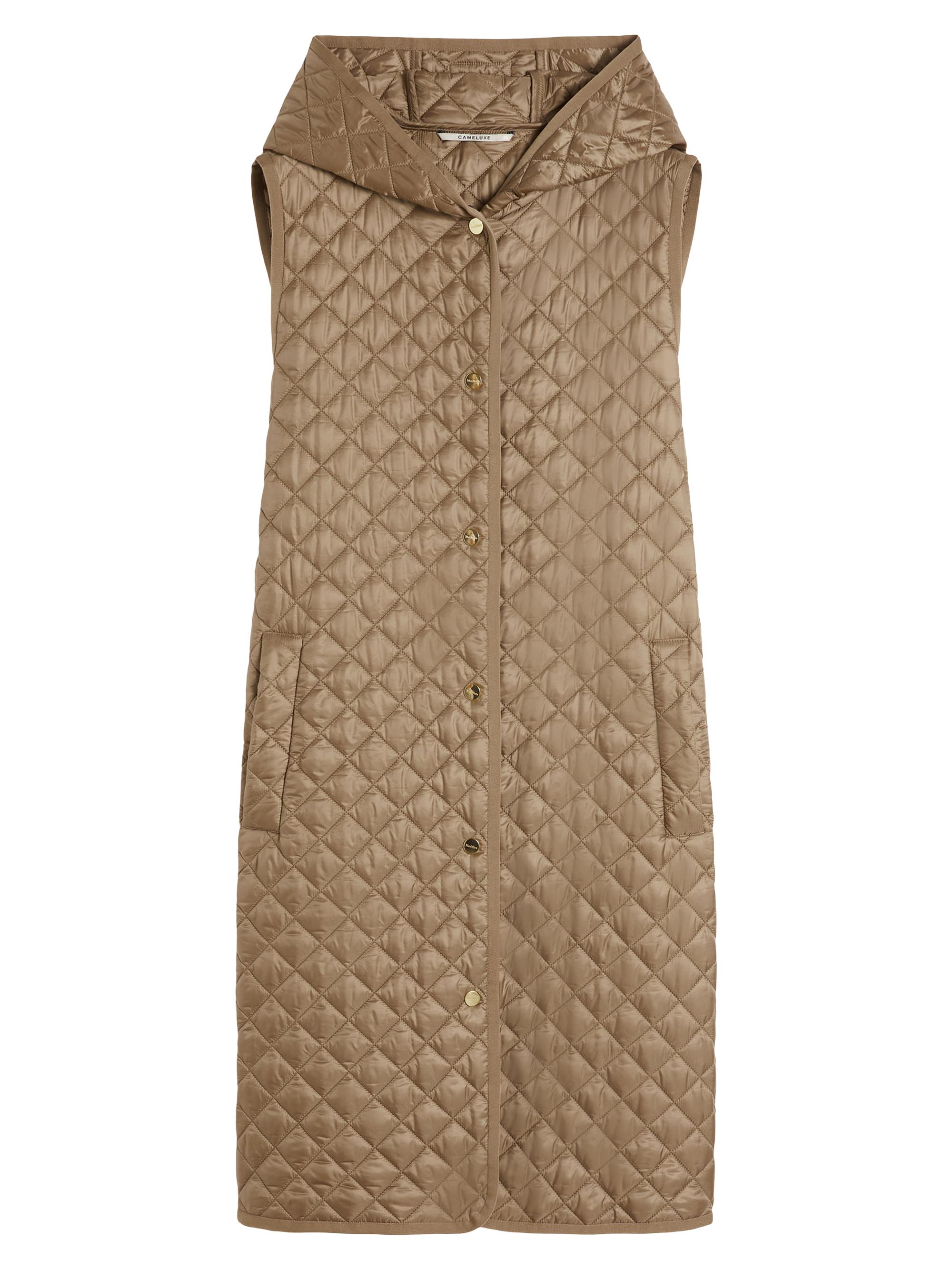 Max Mara Women's Long Water Repellent Canvas Padded Gilet - Hazelnut Brown