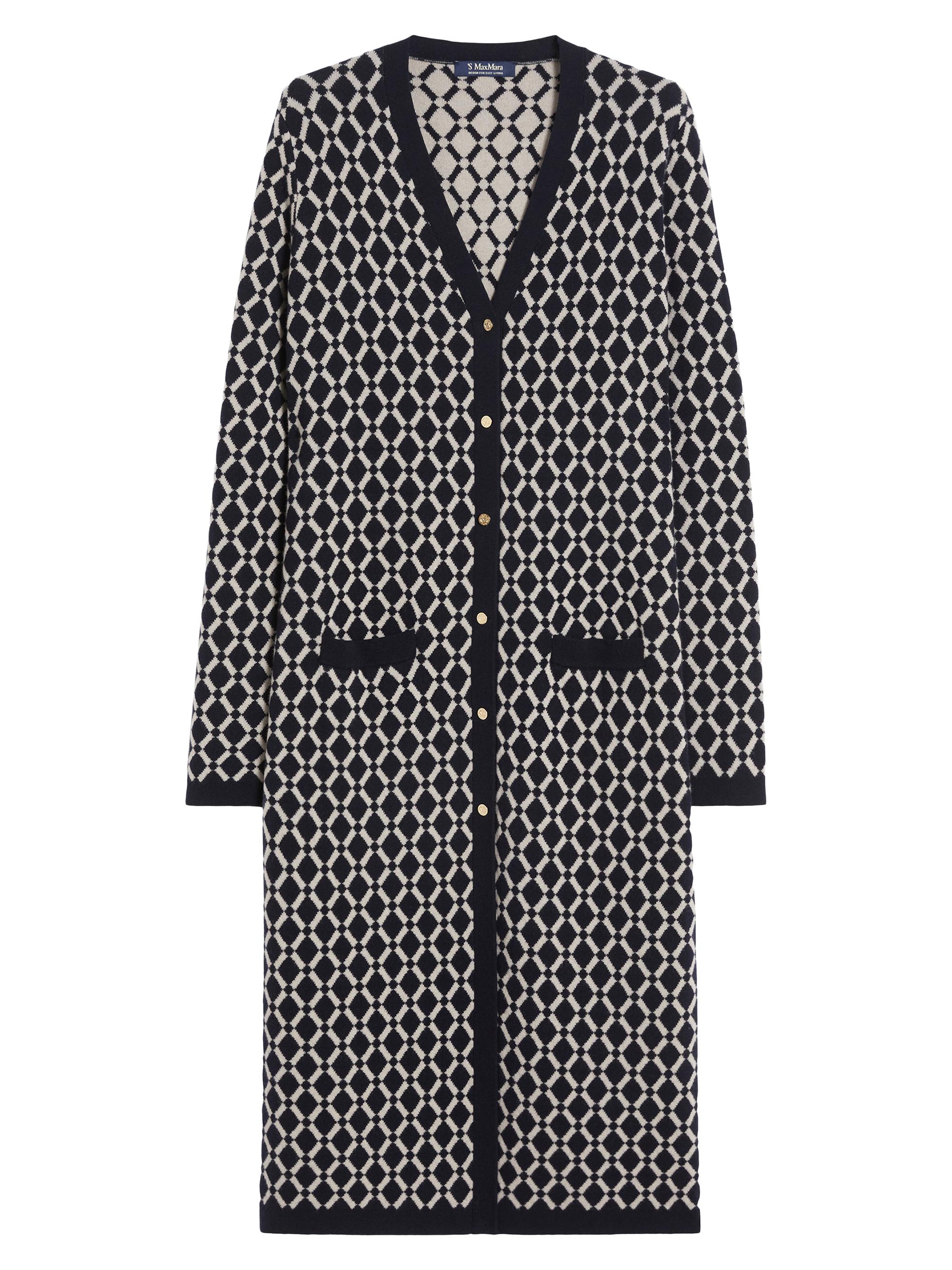 Max Mara Women's Long Jacquard Wool Cardigan - Ultramarine