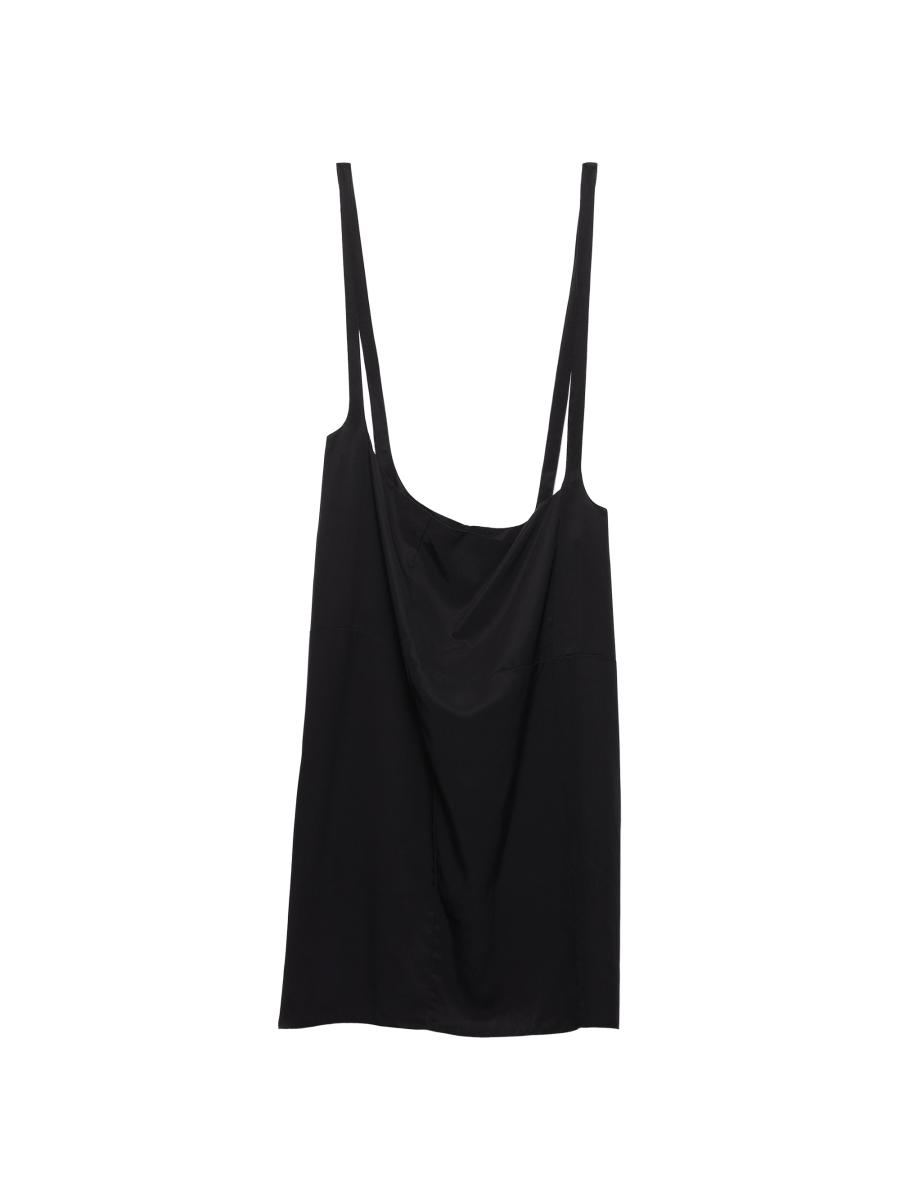 Prada Women's Crepe Skirt With Suspender Straps In Black