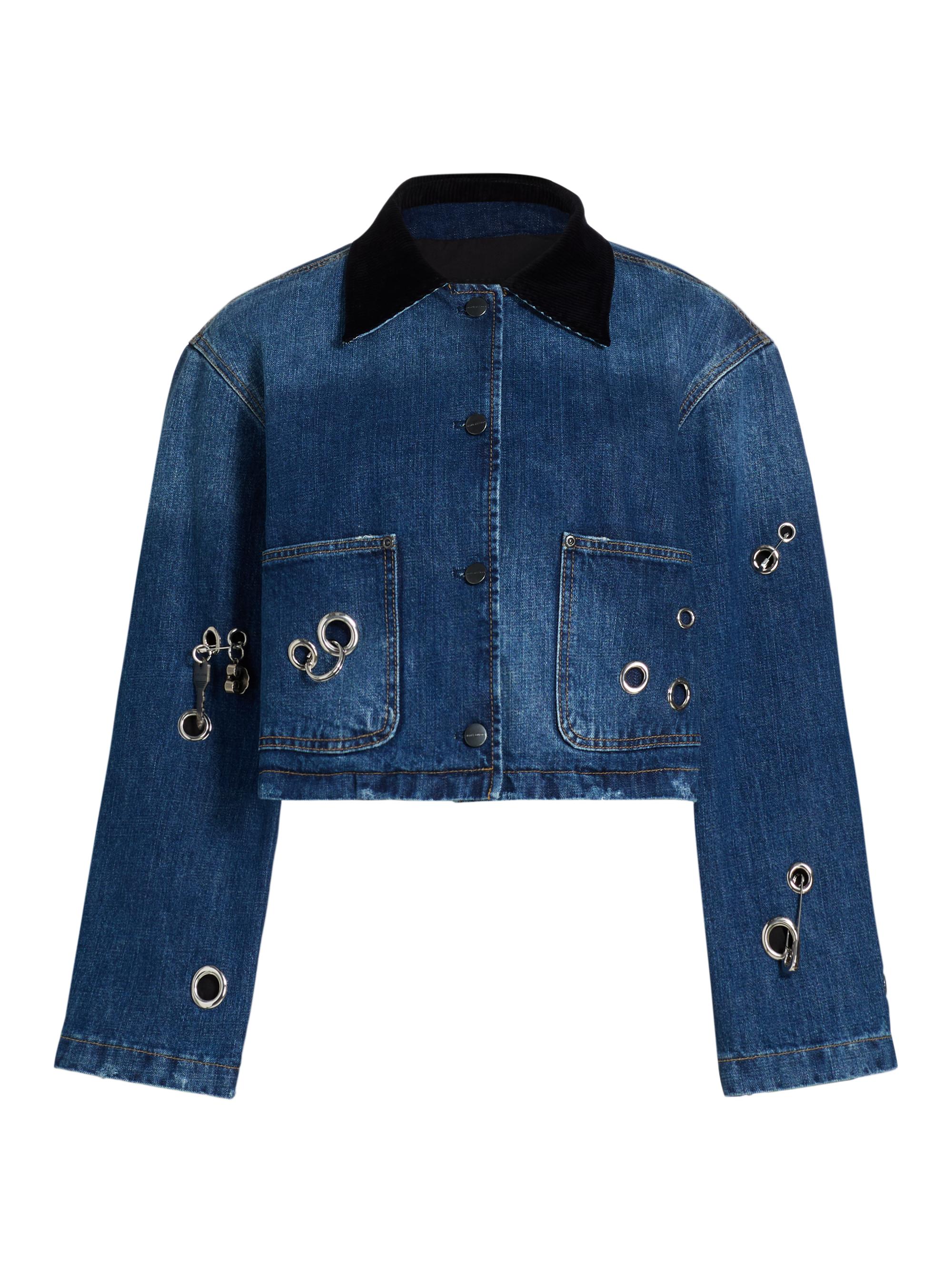 Marc Jacobs Women's Grommet Denim Utility Crop Jacket - Medium Wash Indigo