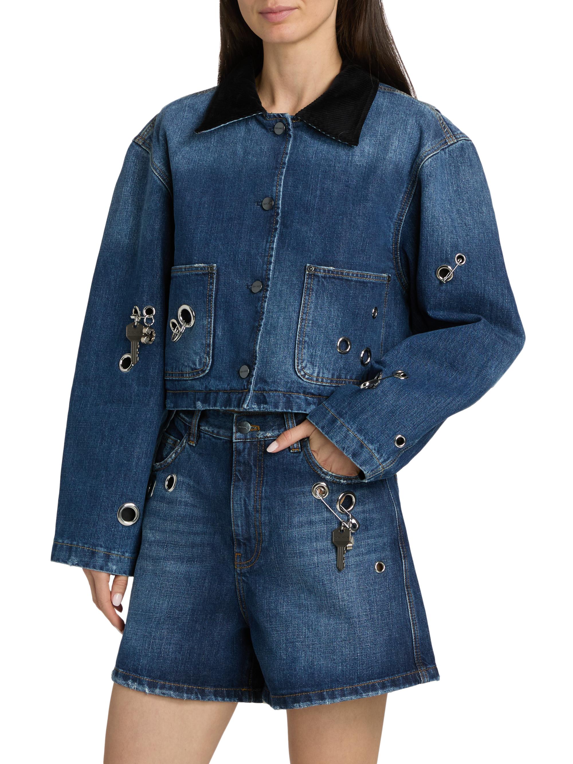 Marc Jacobs Grommet Denim Utility Crop Jacket | Saks Fifth Avenue