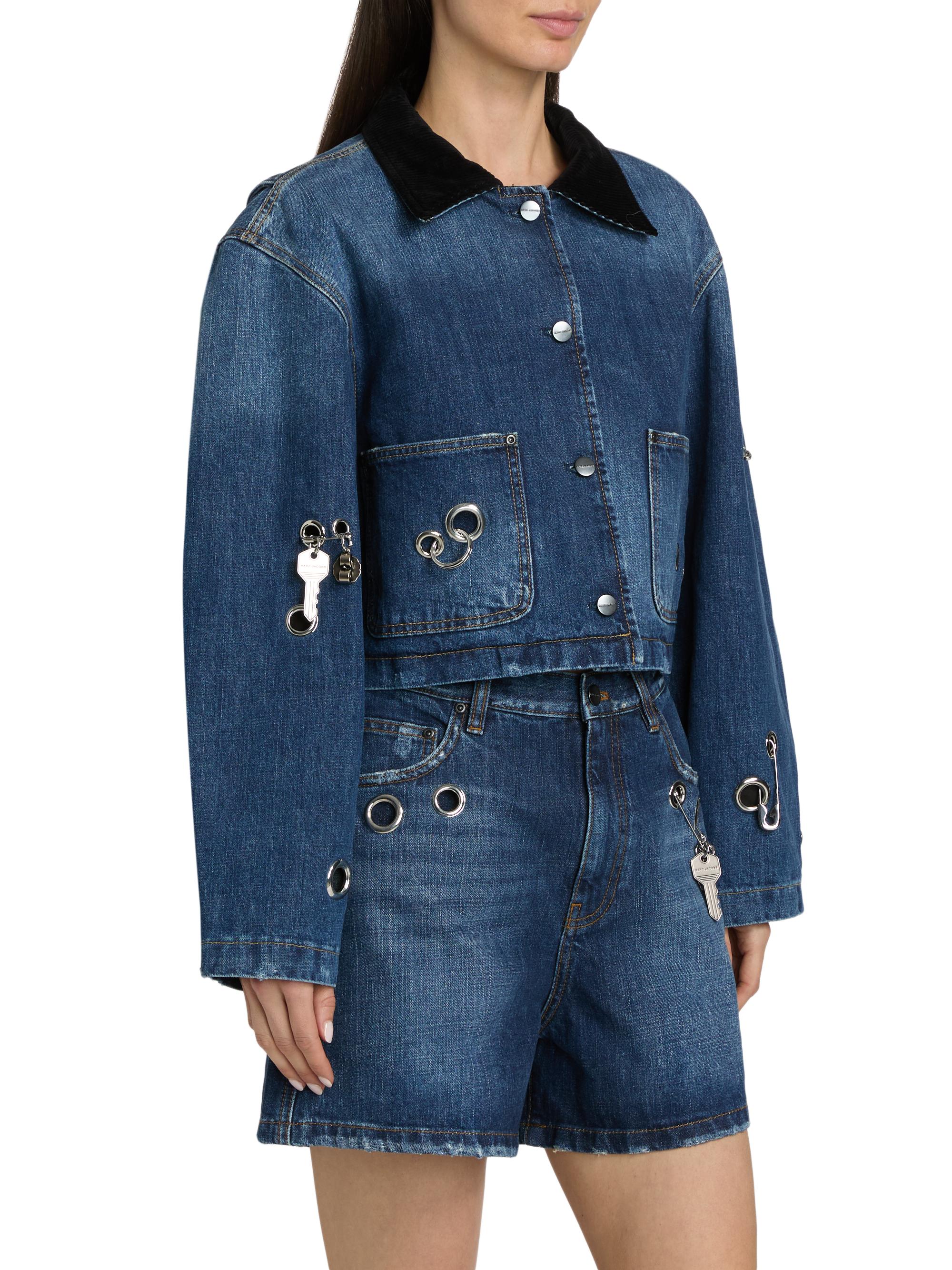 Marc Jacobs Grommet Denim Utility Crop Jacket | Saks Fifth Avenue