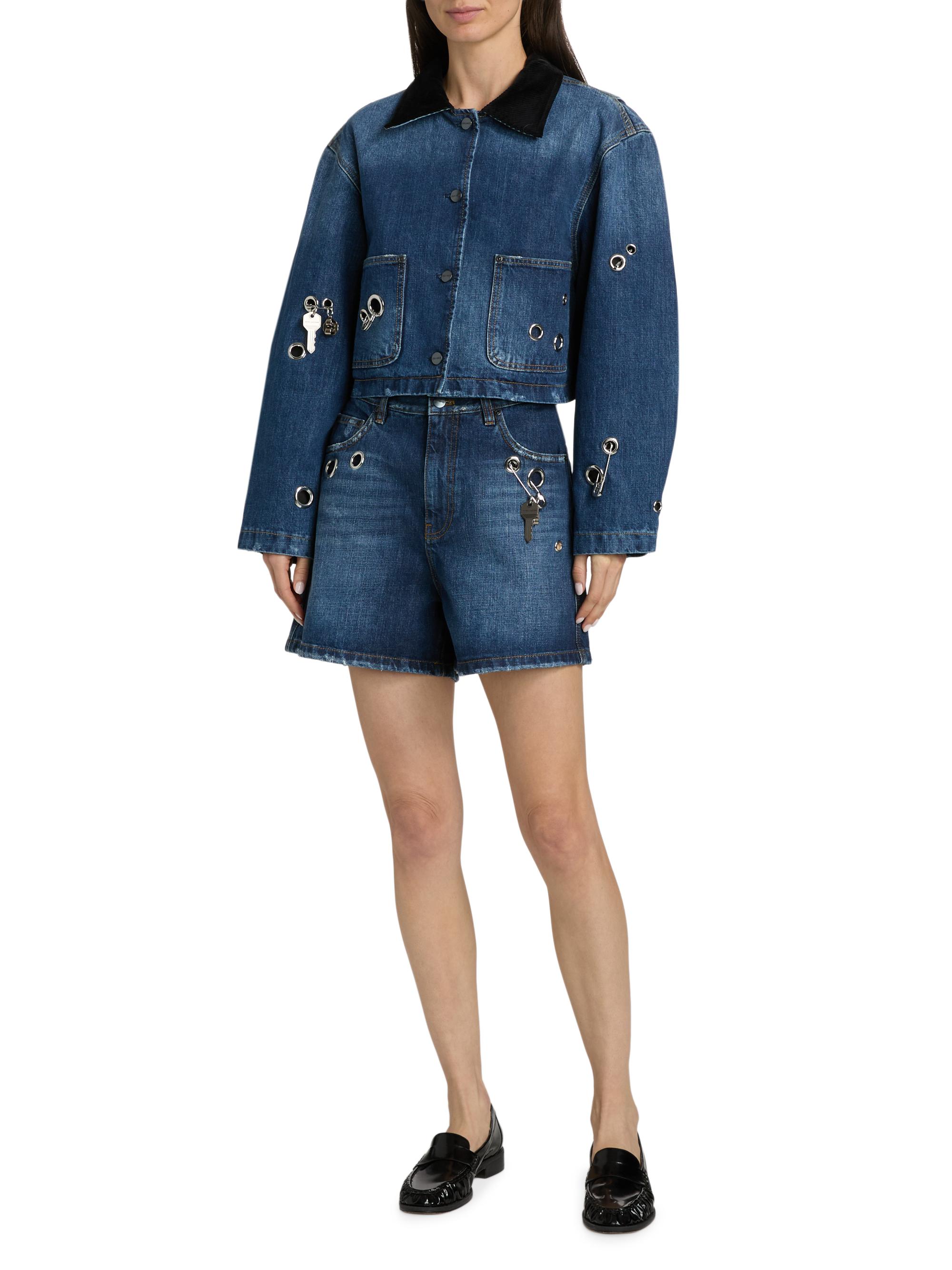 MARC JACOBS パフスリーブ　短丈デニムジャケット Marc Jacobs Grommet Denim Utility Crop Jacket | Saks Fifth Avenue