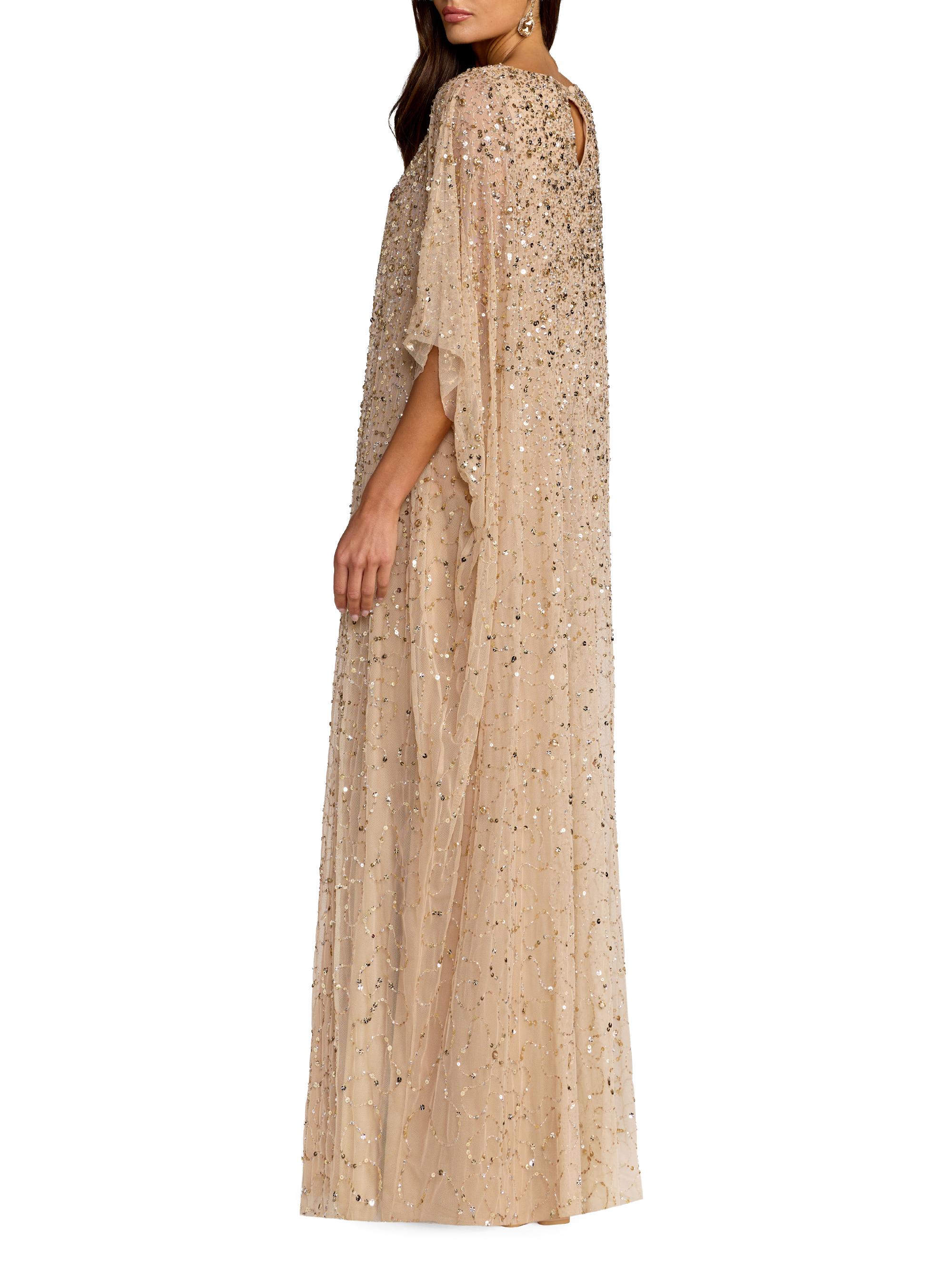 Mac Duggal Women's Embellished Mesh Caftan Maxi Dress - Gold | Thumbnail 2