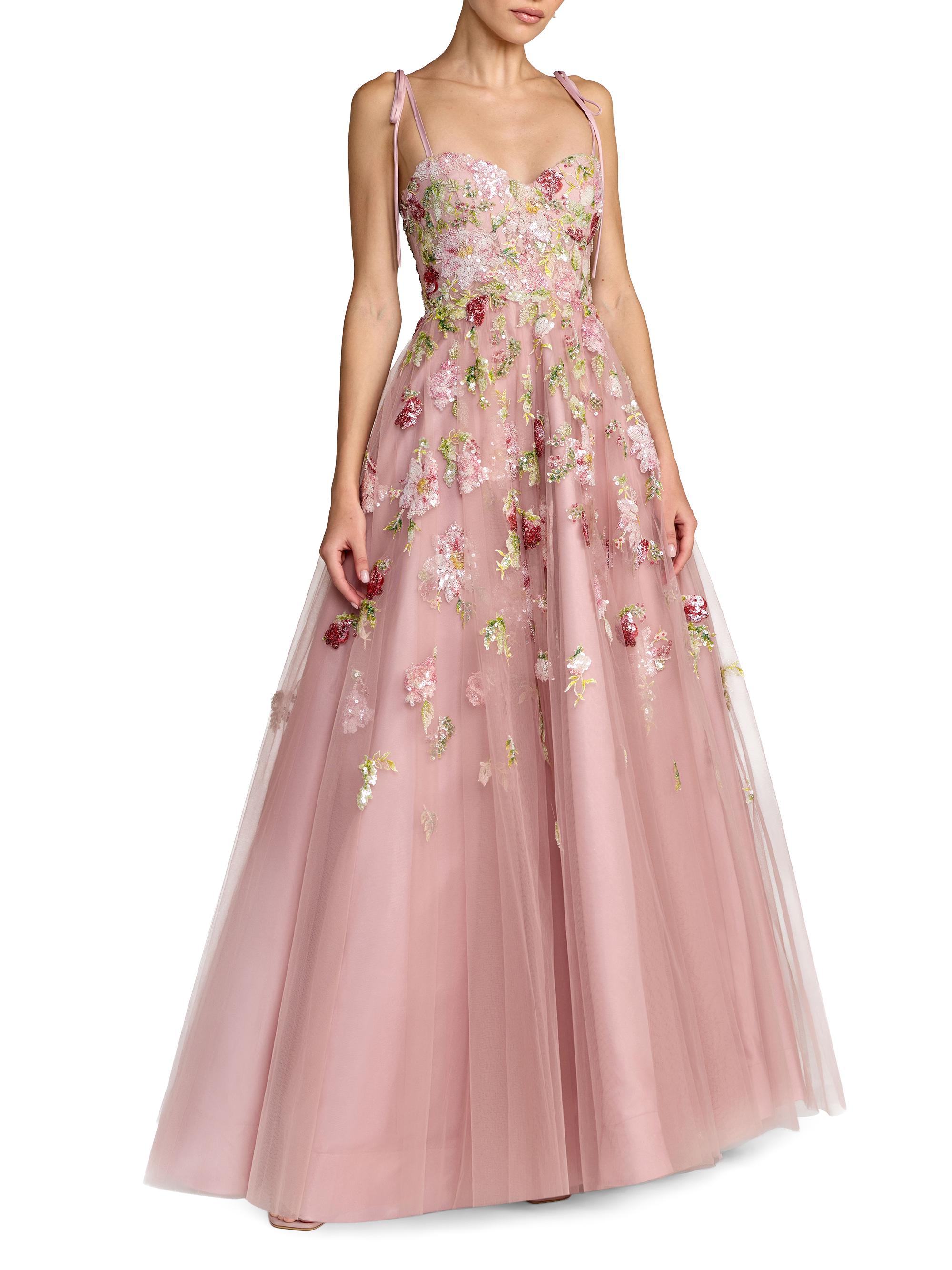 Mac Duggal Women's Floral Seqiun Ribbon Gown - Mocha | Thumbnail 4