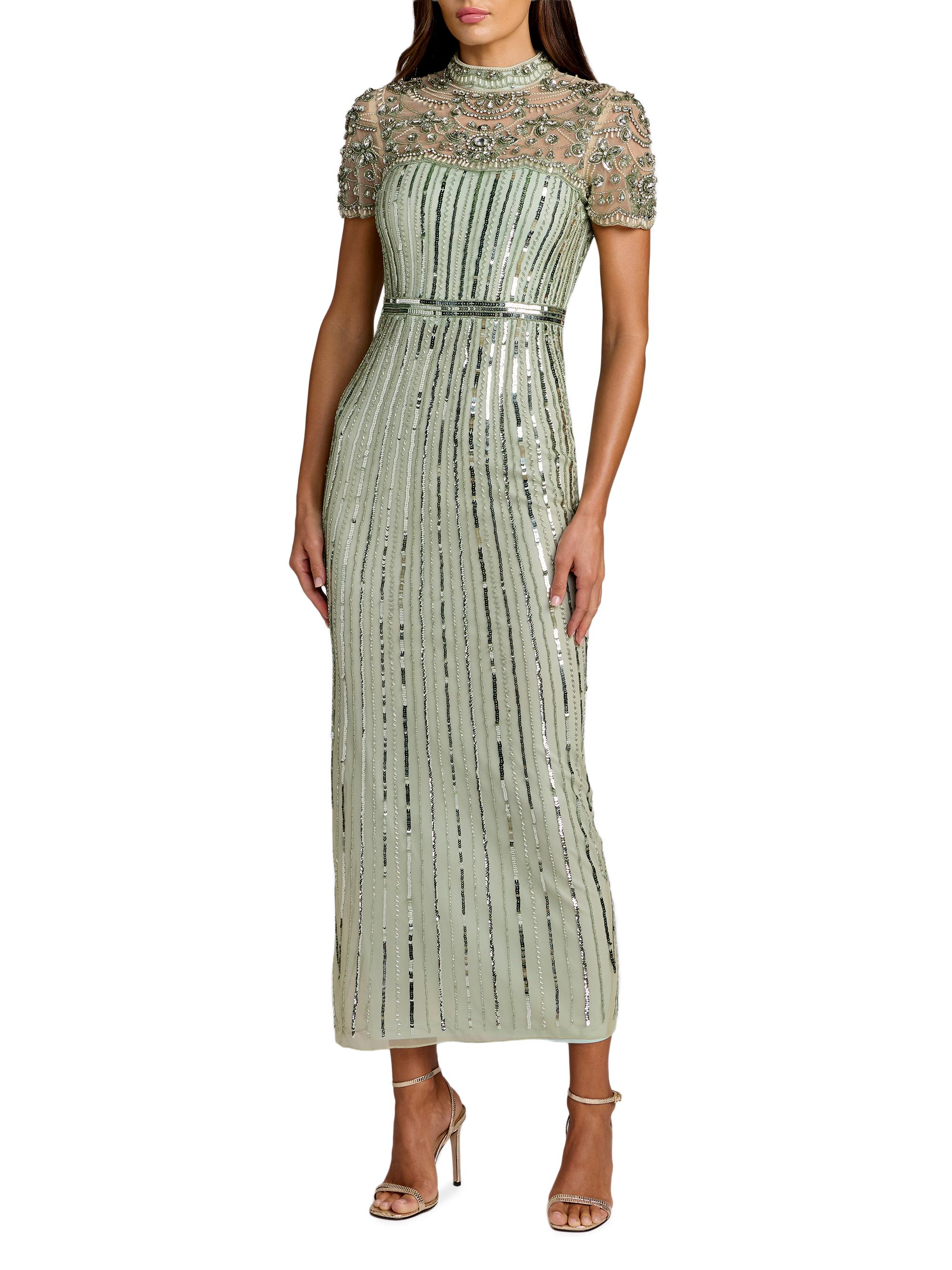 Mac Duggal Women's Beaded Sequined Sheath Maxi Dress - Light Sage | Thumbnail 4
