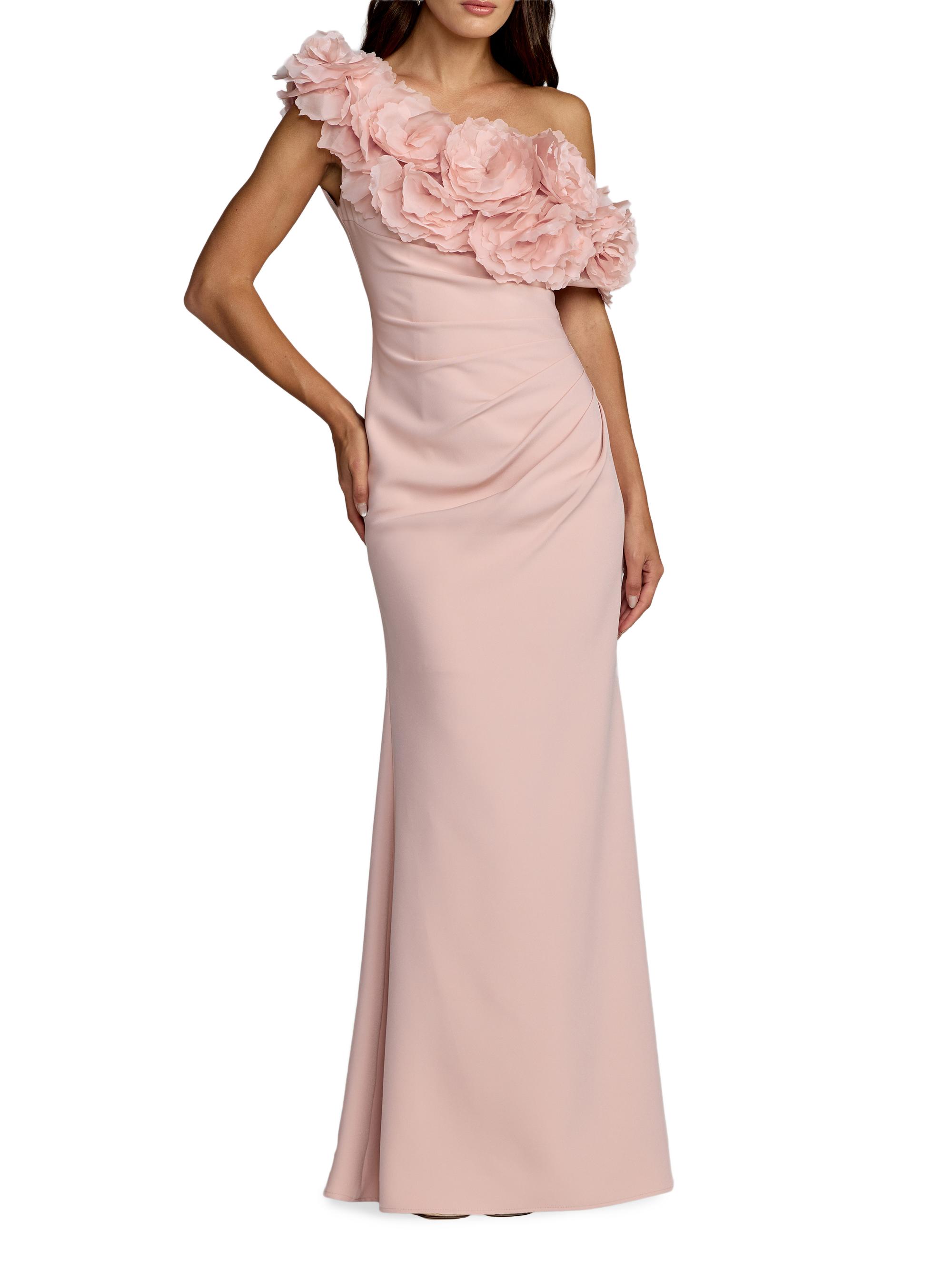 Mac Duggal Women's 3D Floral Crepe One-Shoulder Gown - Blush