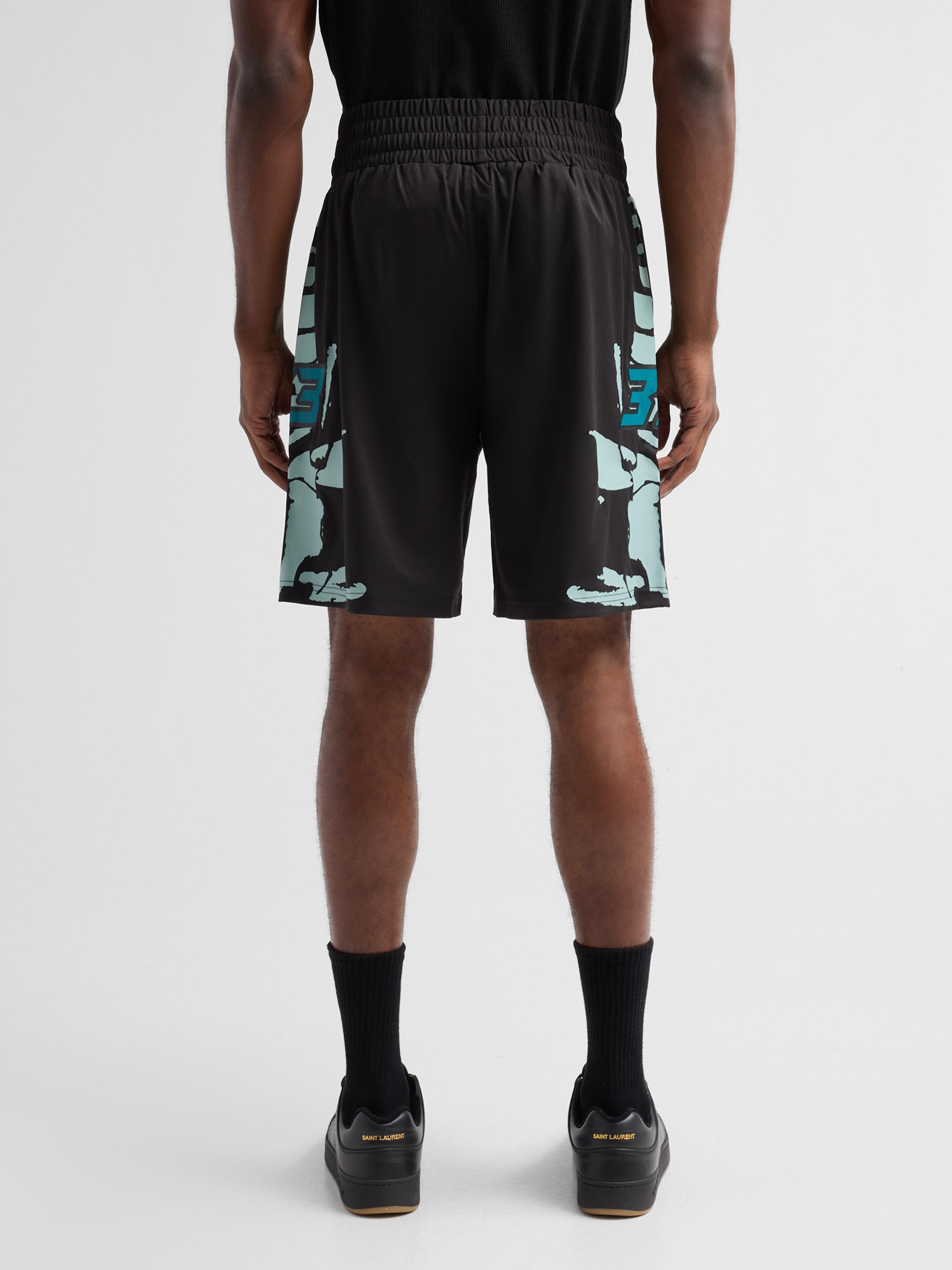 RTA Men's Chaparral Udo Elasticized Boxing Shorts - Black Light Teal | Thumbnail 3