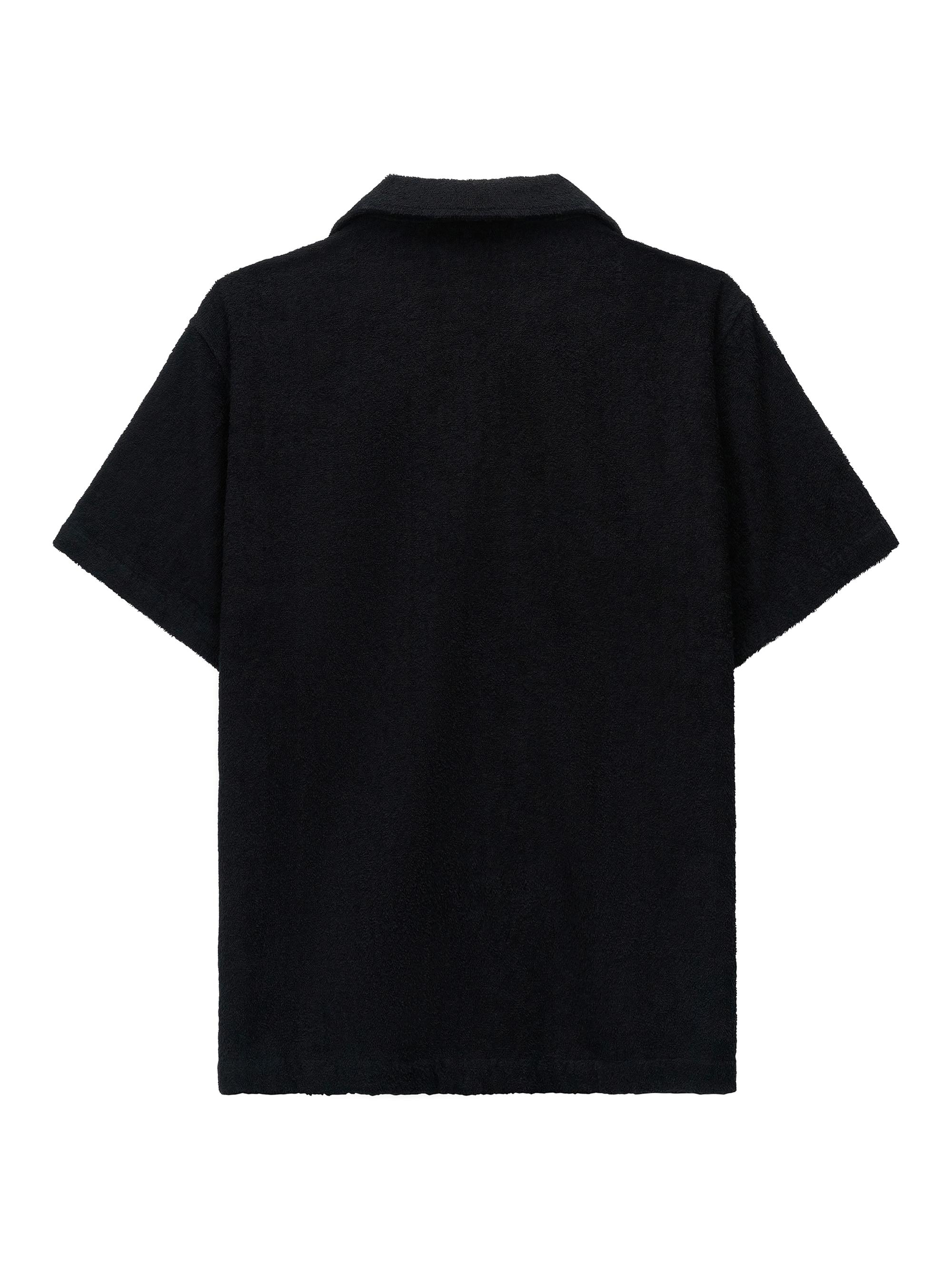 RTA Men's Chaparral Nathan Cotton Oversized Camp Shirt - Black | Thumbnail 2