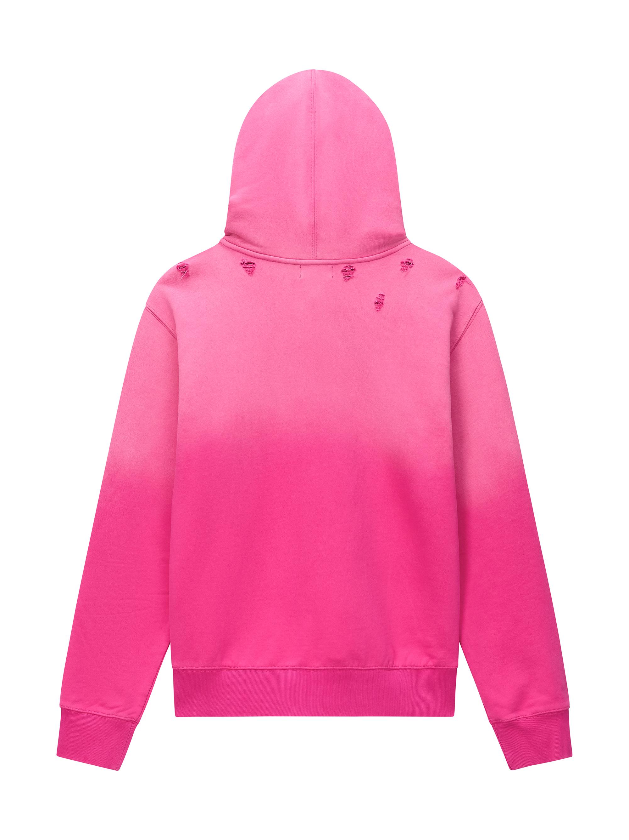 RTA Men's Chaparral Dion Ombré Cotton Distressed Hoodie - Vintage Fuchsia | Thumbnail 2