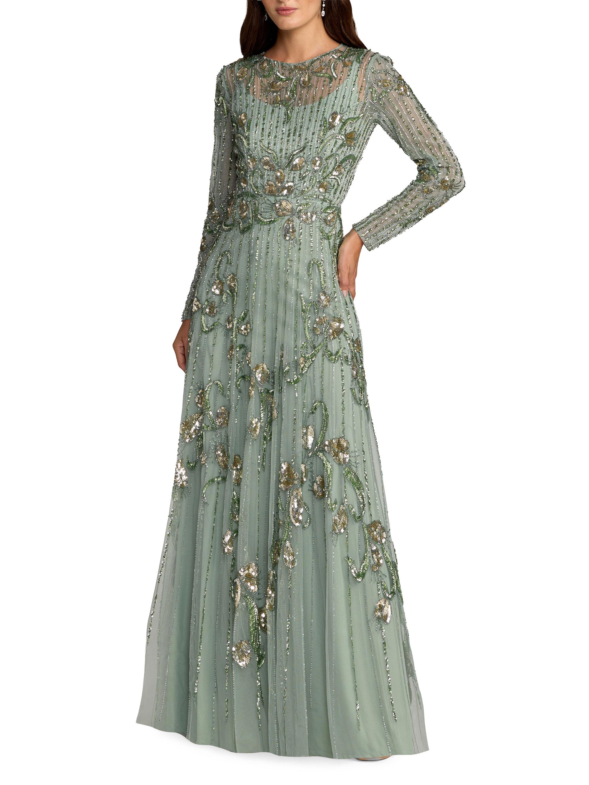 Mac Duggal Women's Embellished Tulle A-Line Gown - Sage