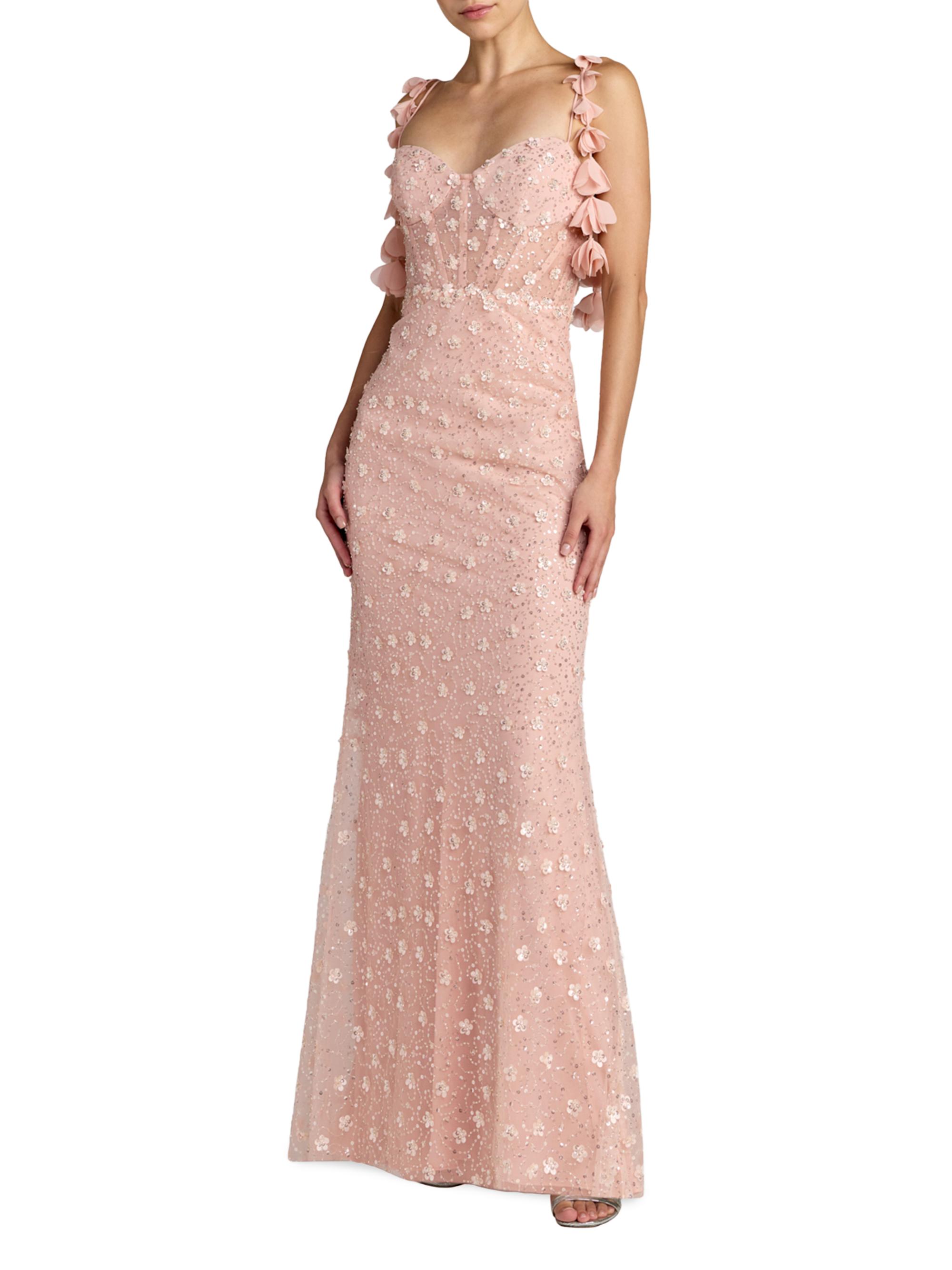 Mac Duggal Women's Sequined Floral Column Gown - Rose Gold