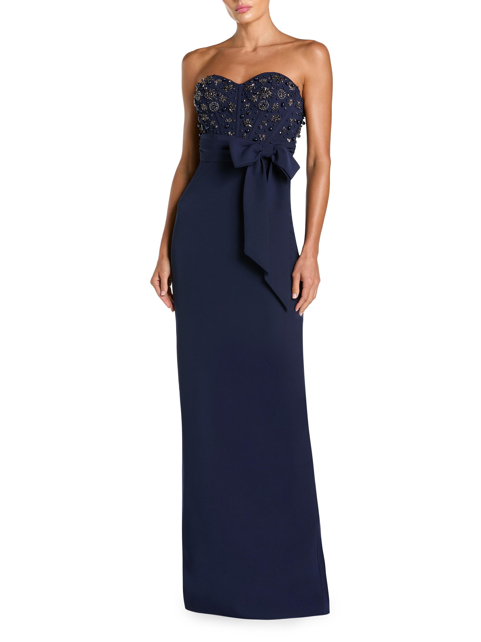 Mac Duggal Women's Beaded Crepe Strapless Column Gown - Midnight
