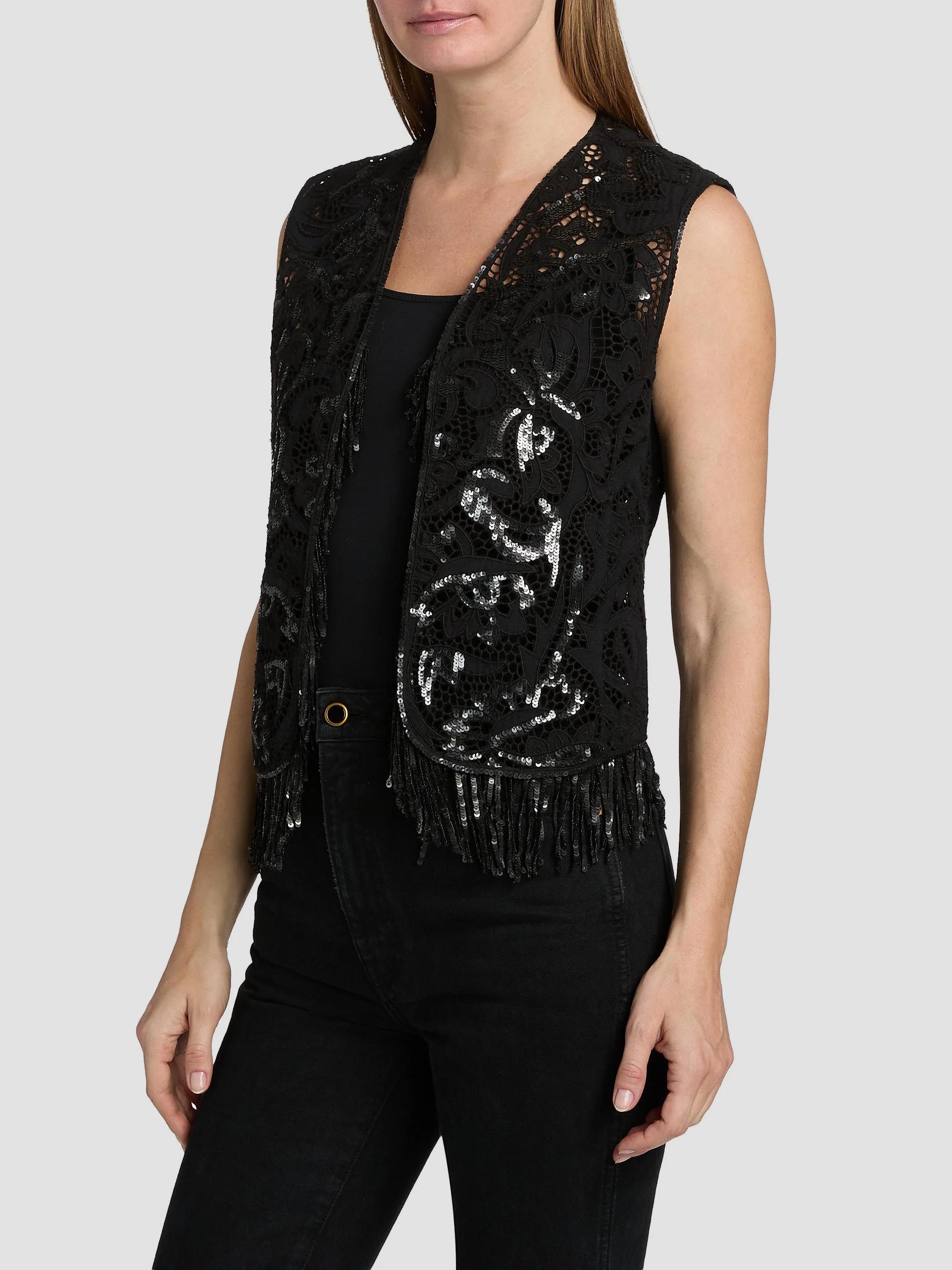 Kobi Halperin Maeve Sequined Lace Fringe Vest | Saks Fifth Avenue