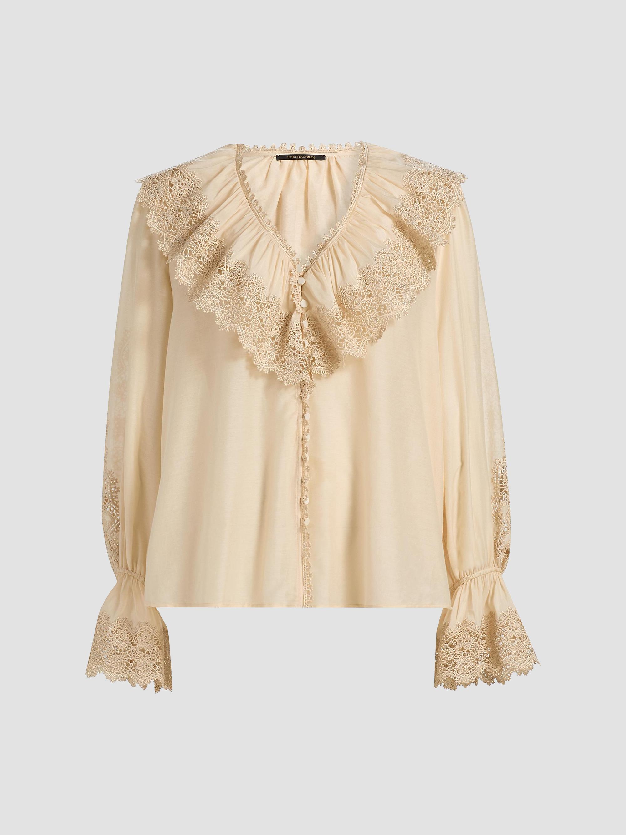Kobi Halperin Arielle Cotton-Silk Ruffle Blouse | Saks Fifth Avenue