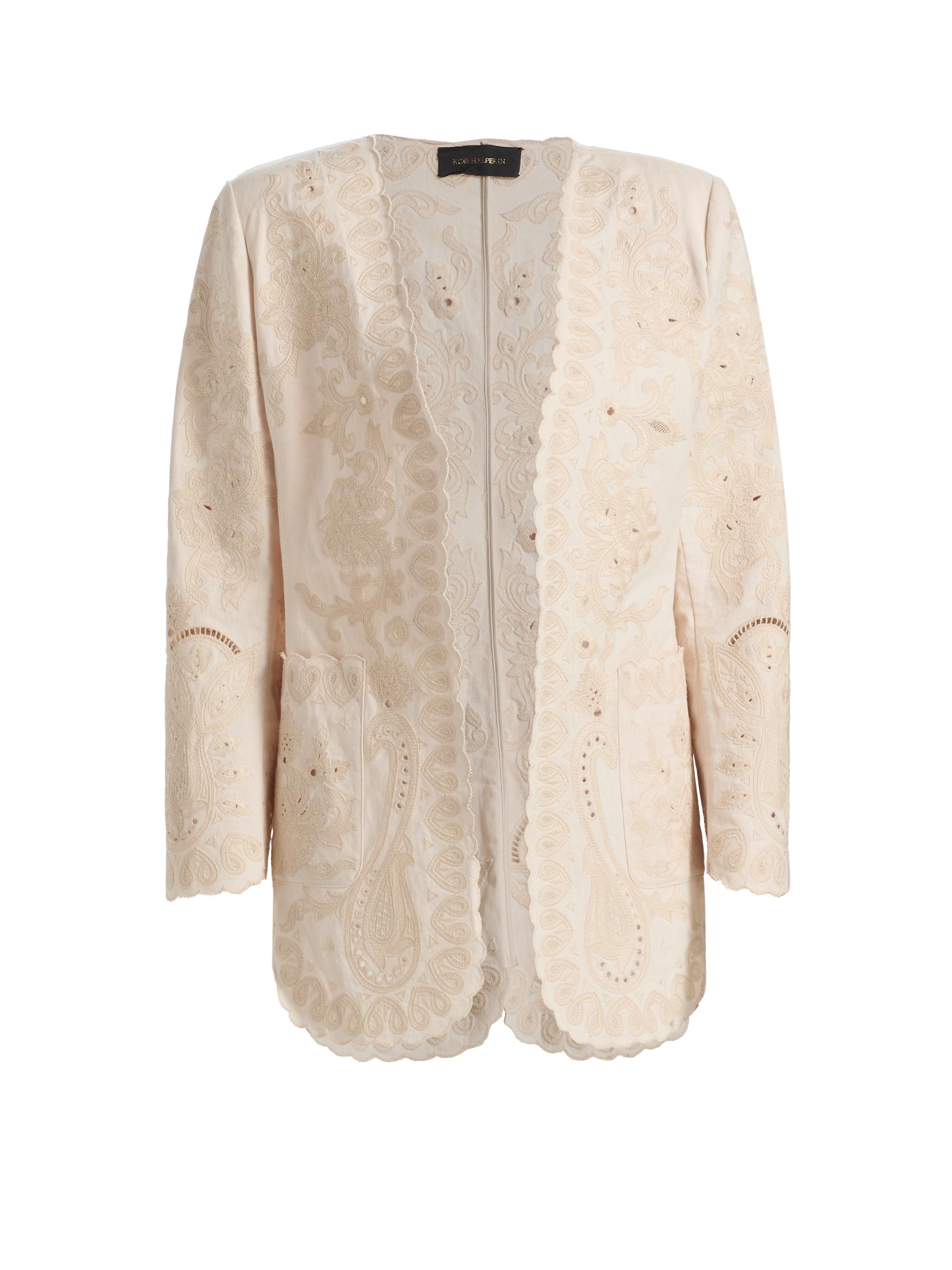 Kobi Halperin Women's Laci Eyelet-Embroidered Linen-Cotton Jacket - Antique