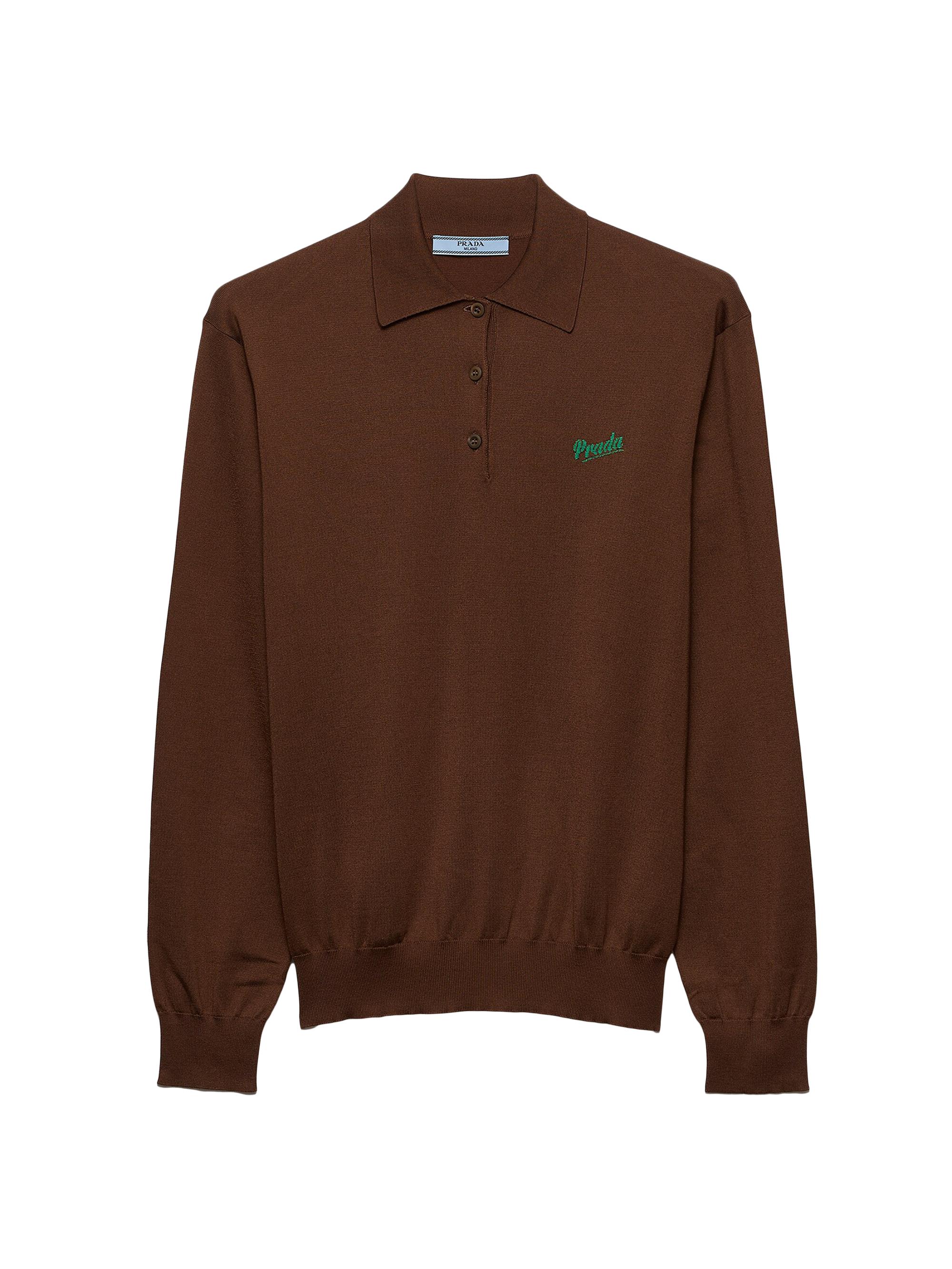 Prada Long-Sleeved Silk Polo Shirt | Saks Fifth Avenue