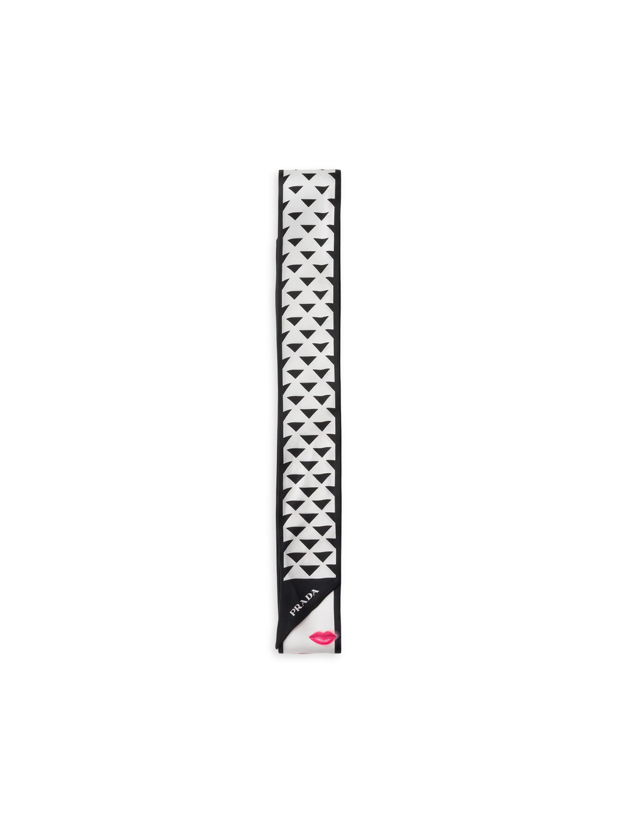 Prada Women's Printed Silk Twill Skinny Scarf - Black