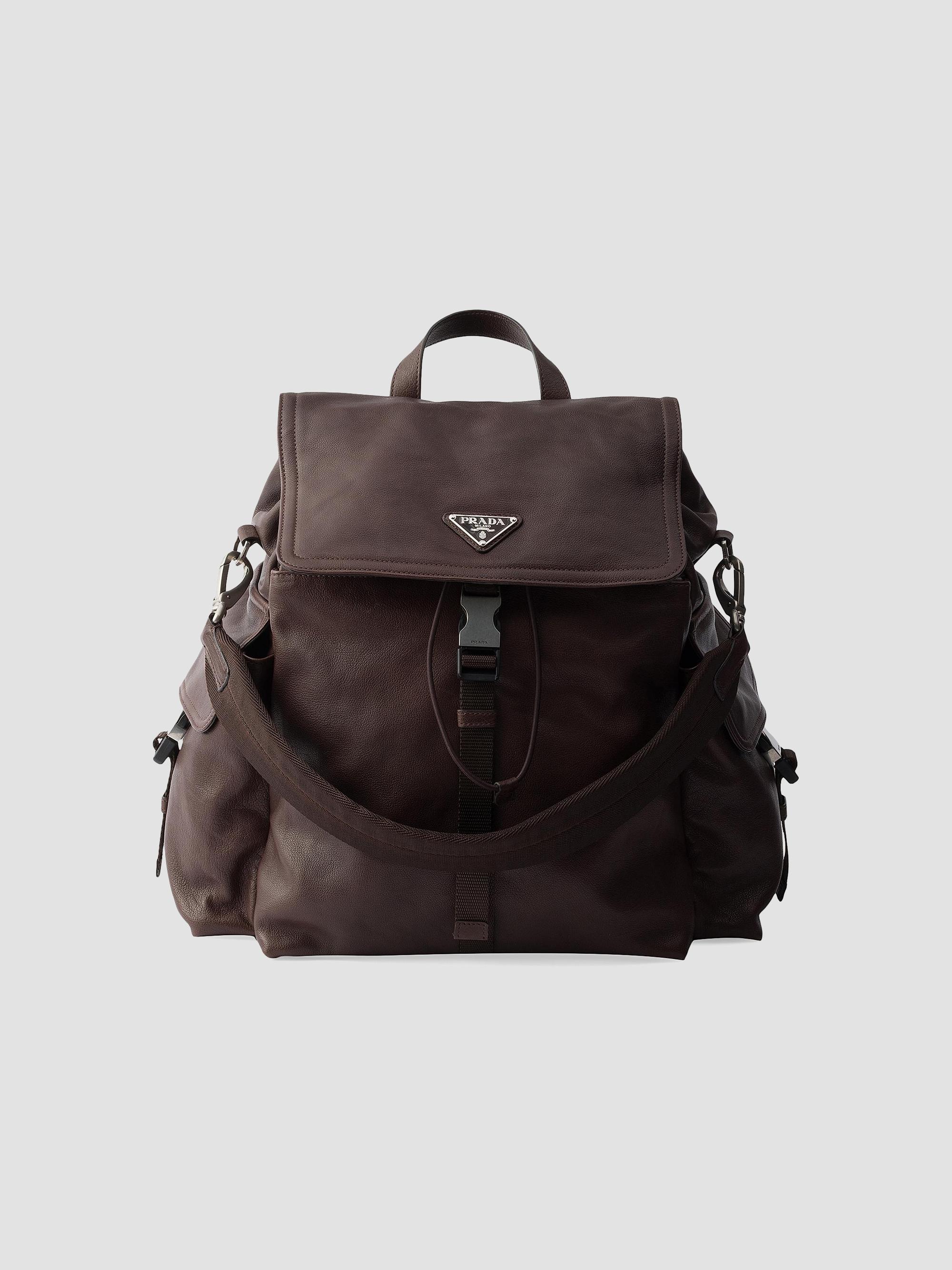 Prada Men's Explore Leather Backpack - Brown | Thumbnail 7