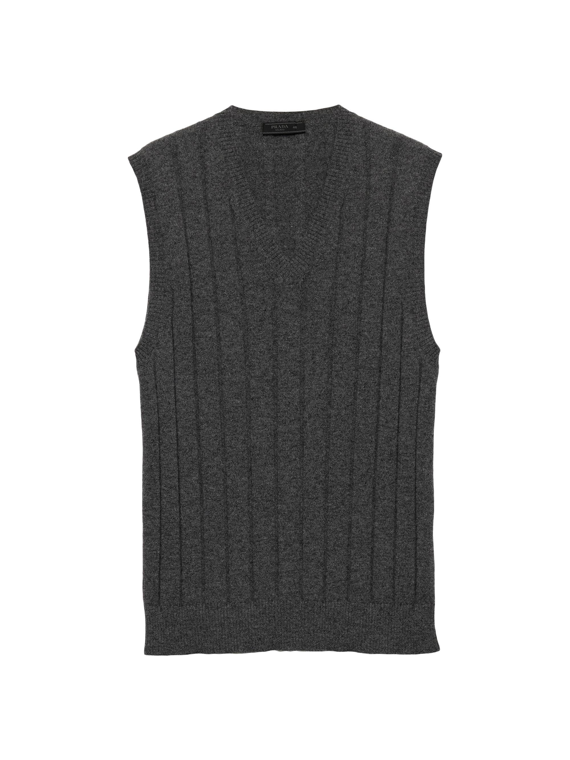 Prada Men's Cashmere V-Neck Vest Sweater - Grey