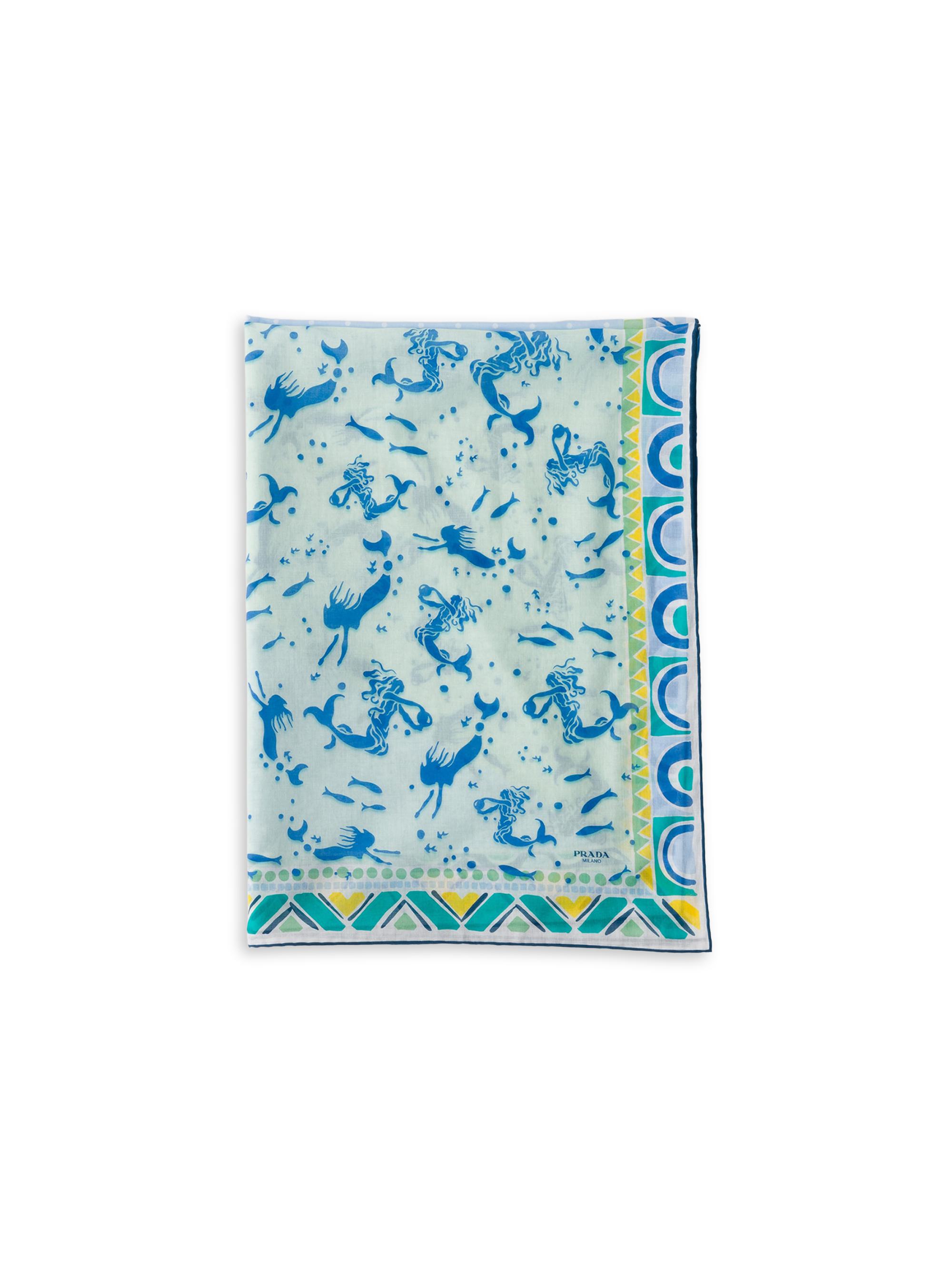 Prada Women's Printed Cotton Pareo - Blue