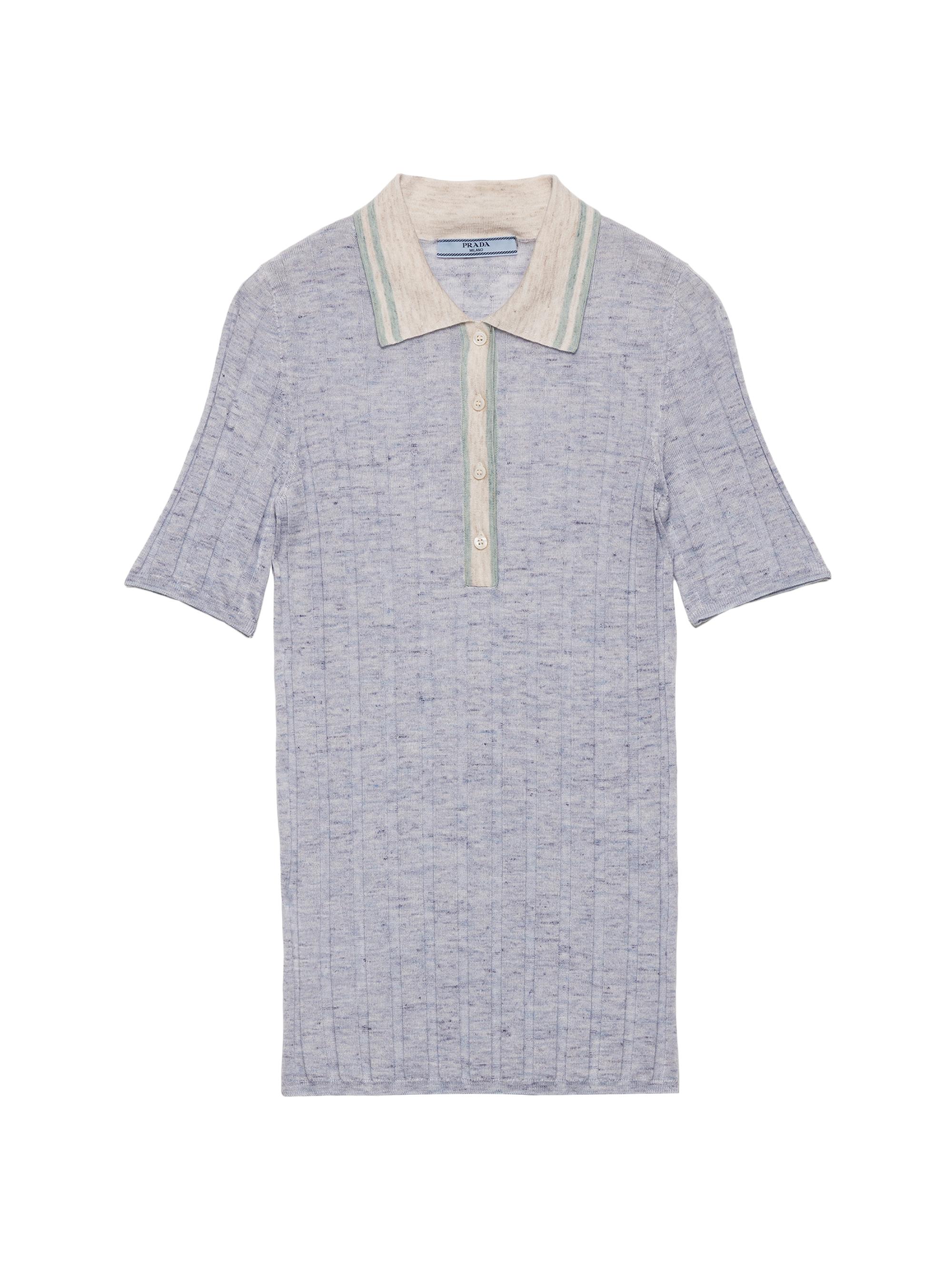 Prada Women's Cashmere, Silk and Linen Polo Sweater - Blue