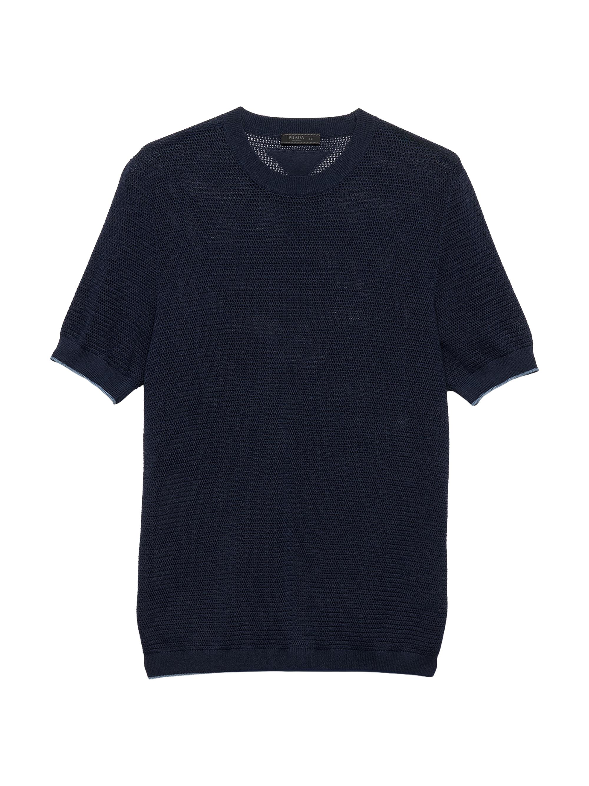 Prada Men's Silk and Cotton Crewneck Sweater - Blue | Thumbnail 7