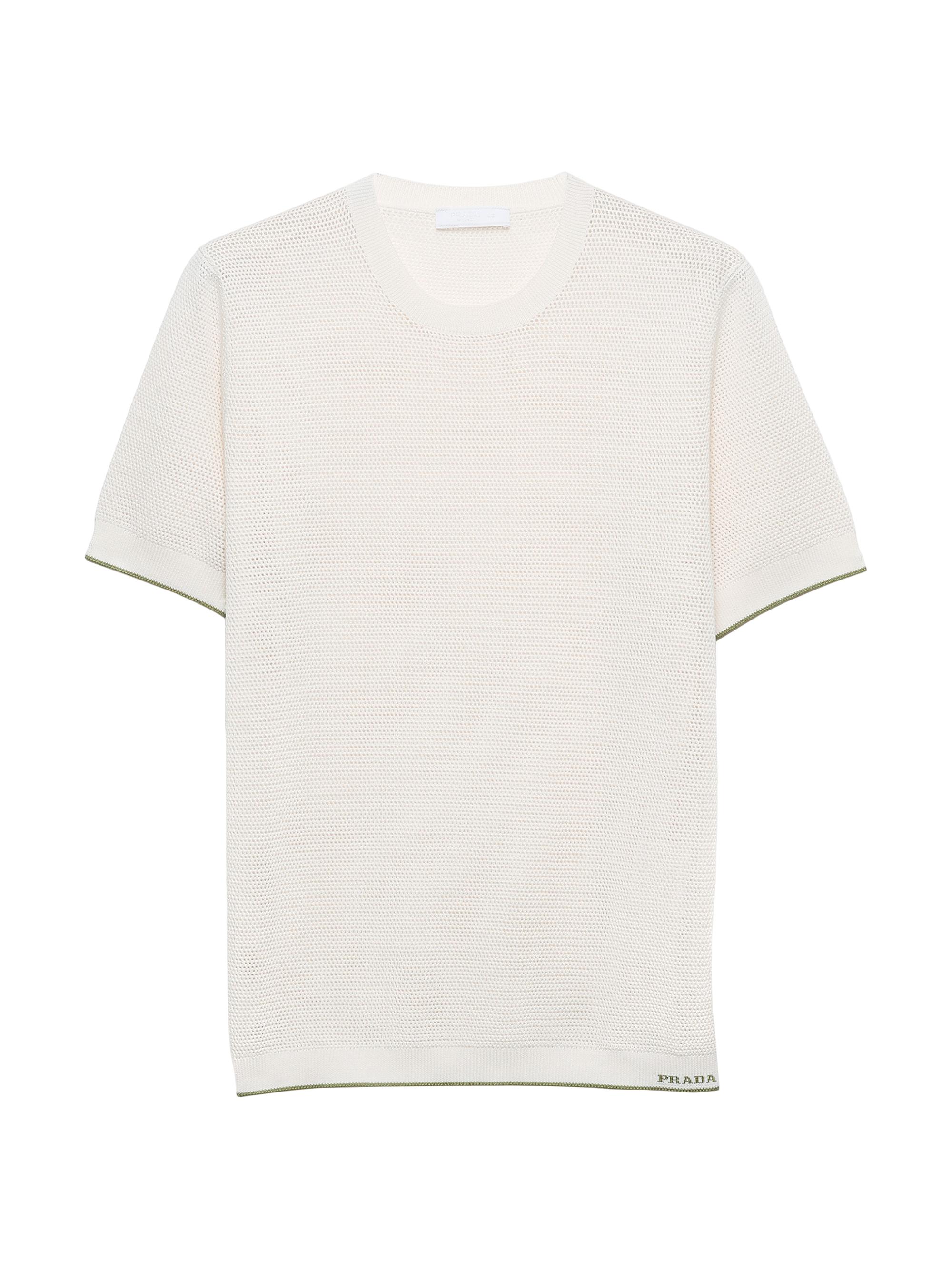 Prada Men's Silk and Cotton Crewneck Sweater - White