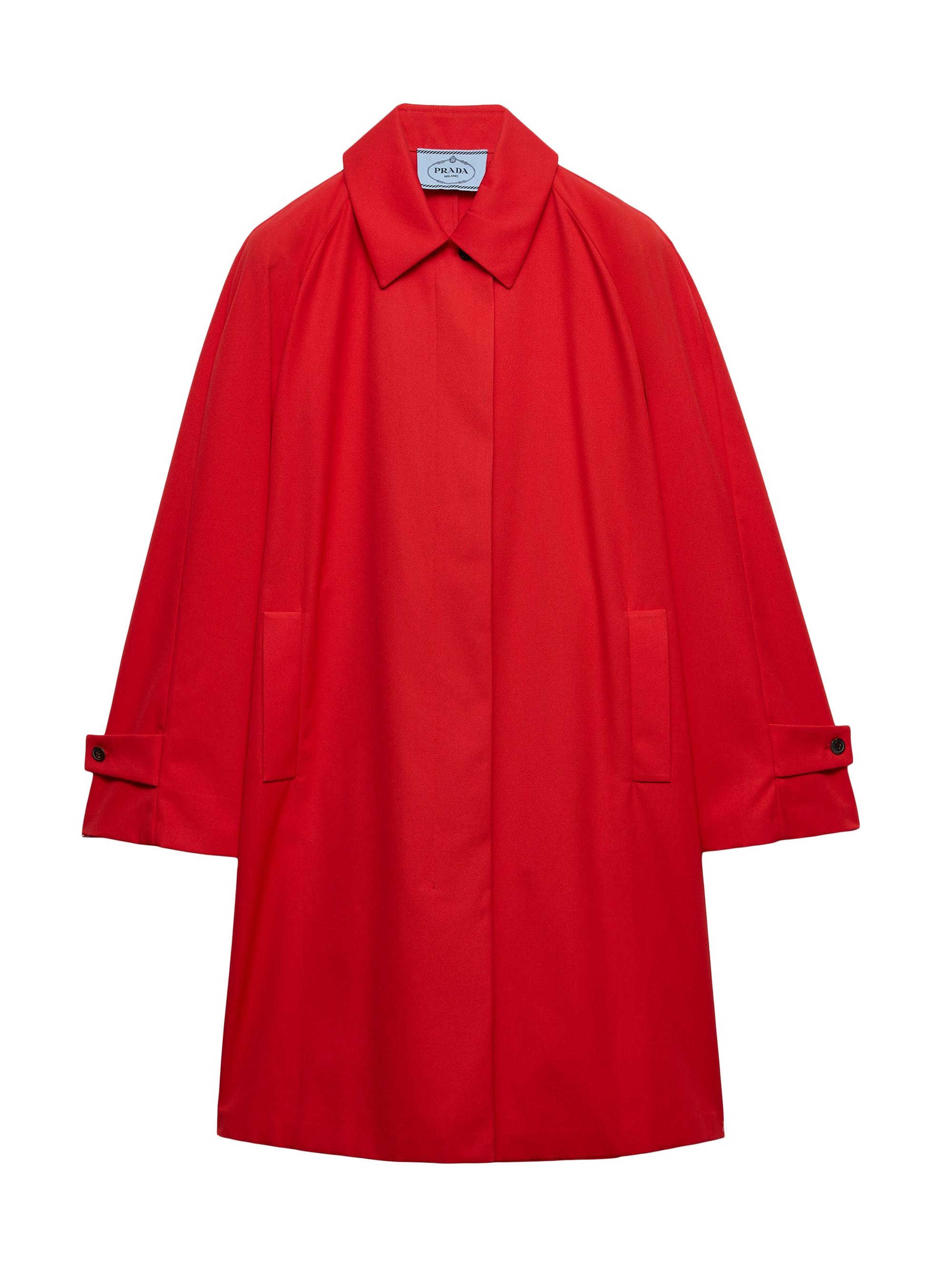 Prada Women's Single-Breasted Gabardine Coat - Red