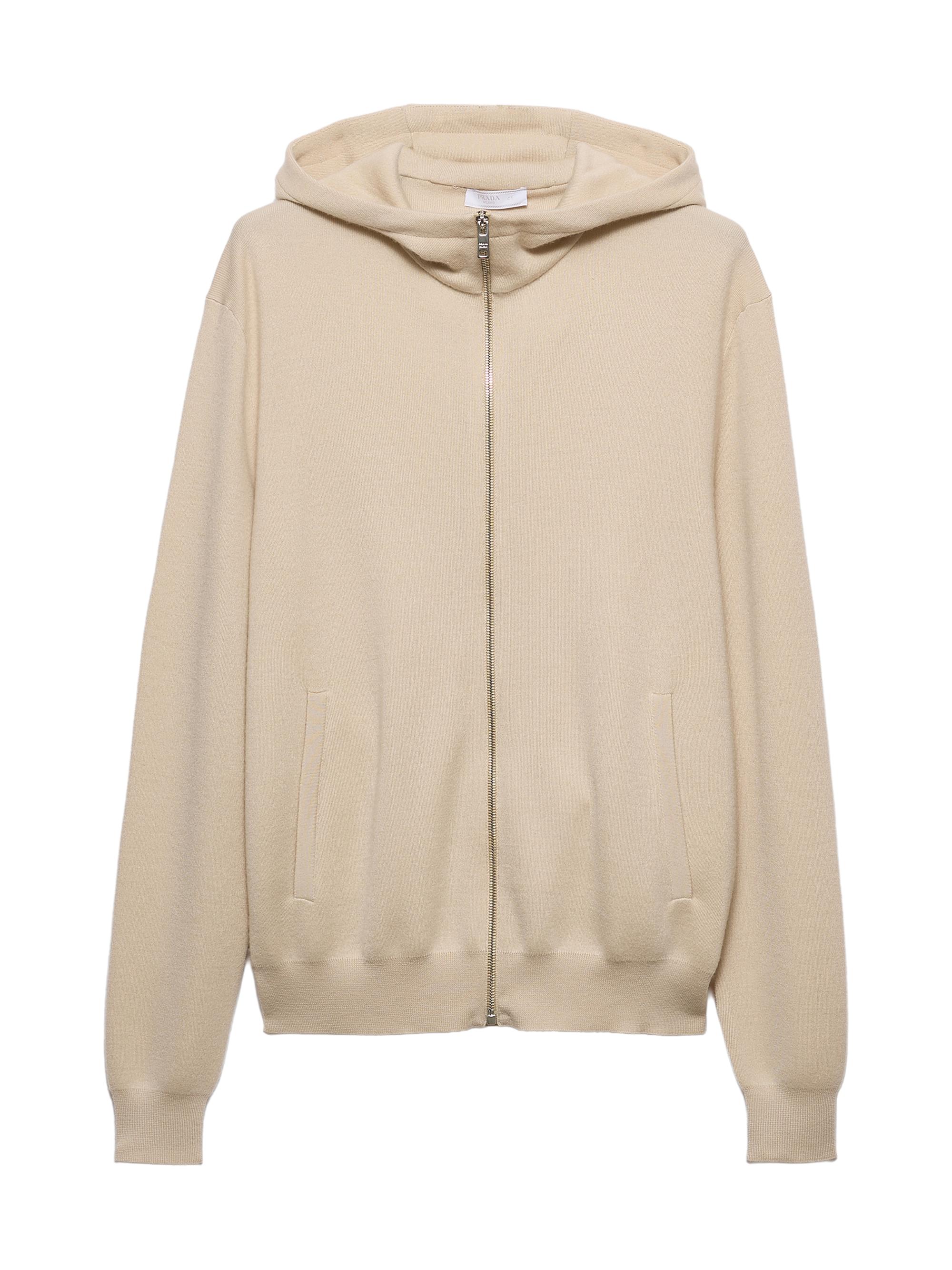 Prada Men's Cashmere Hoodie Cardigan - Beige