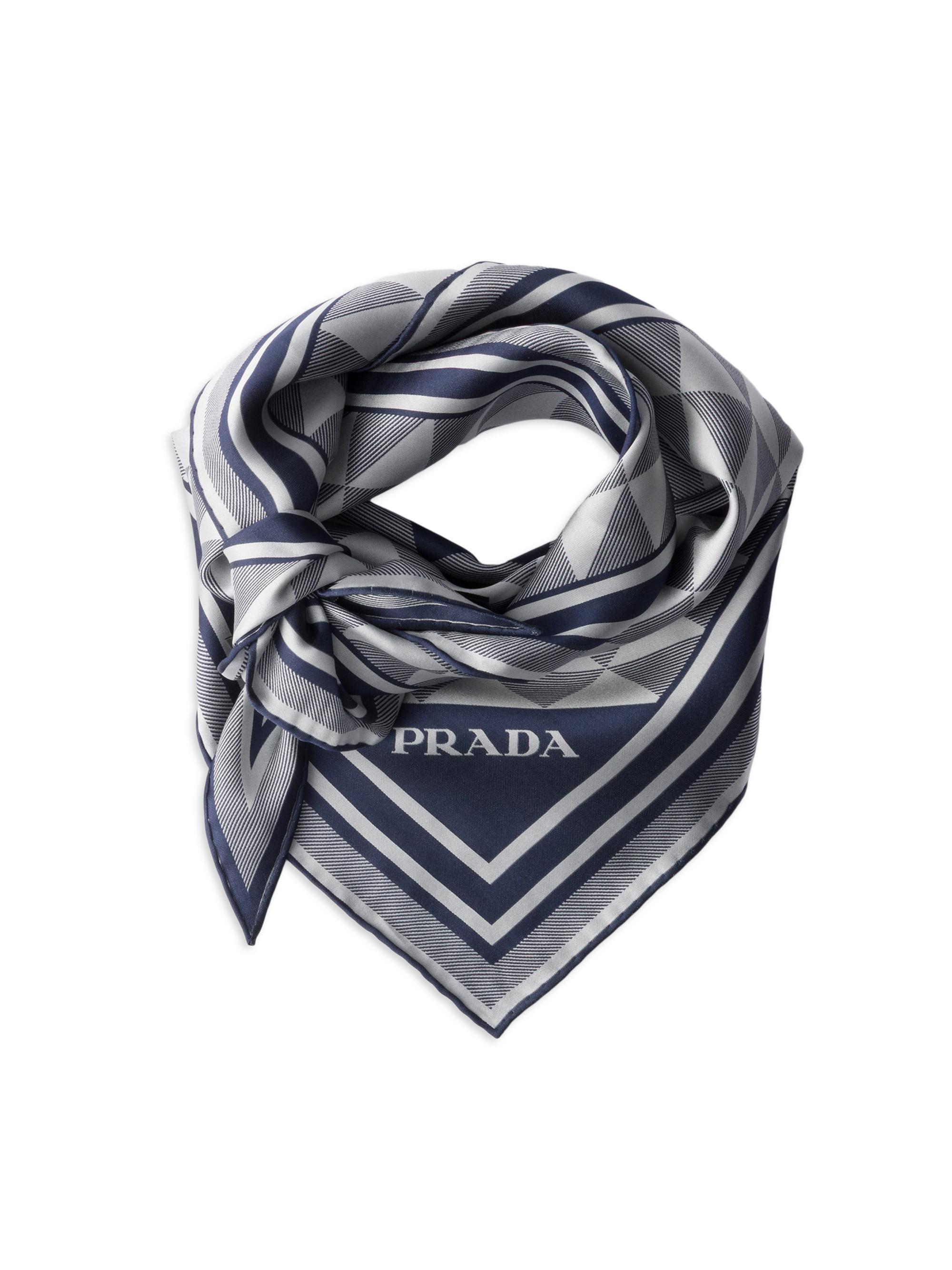 Prada Women's Printed Silk Scarf - Blue