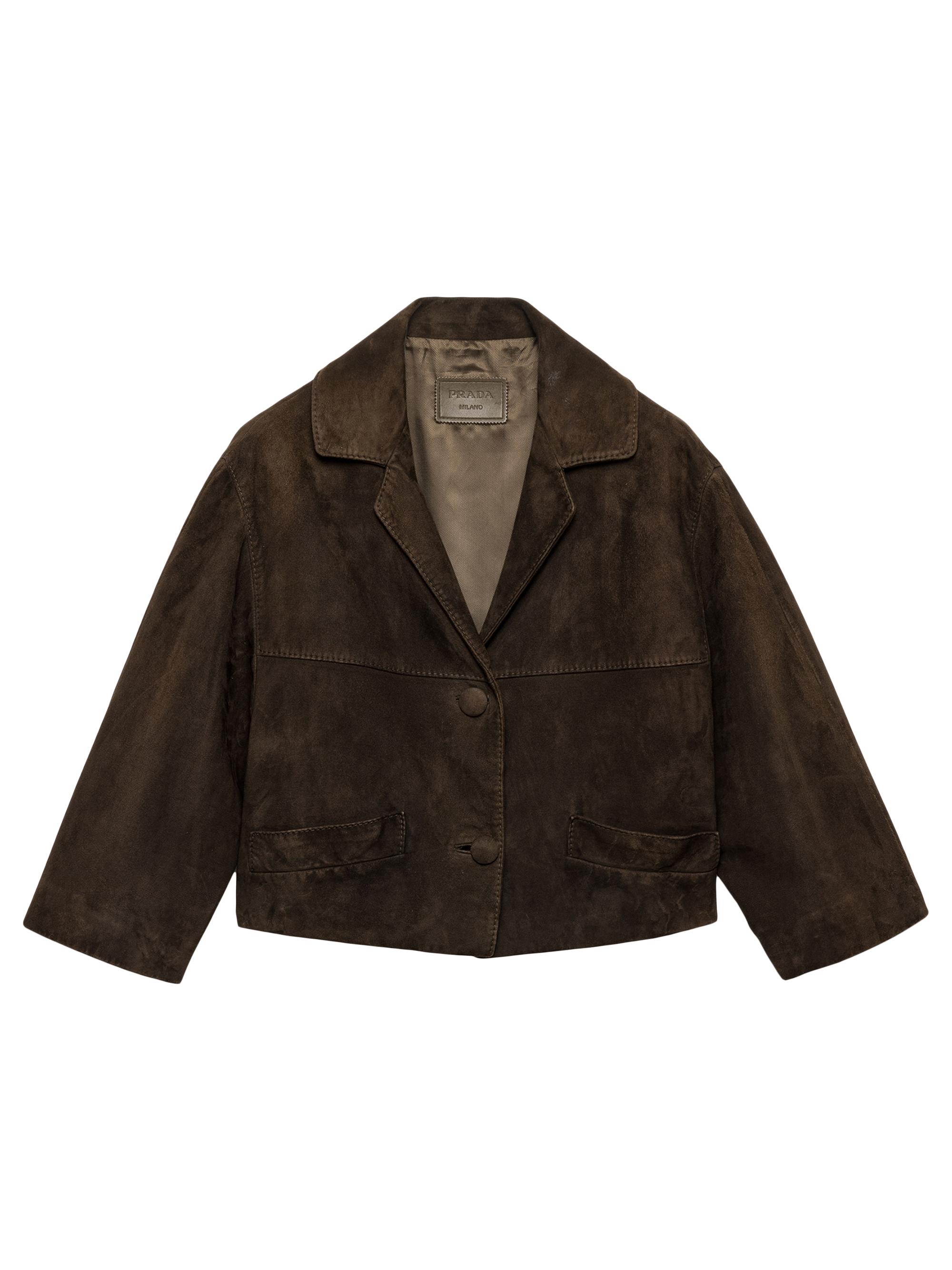 Prada Women's Cropped Suede Jacket - Green
