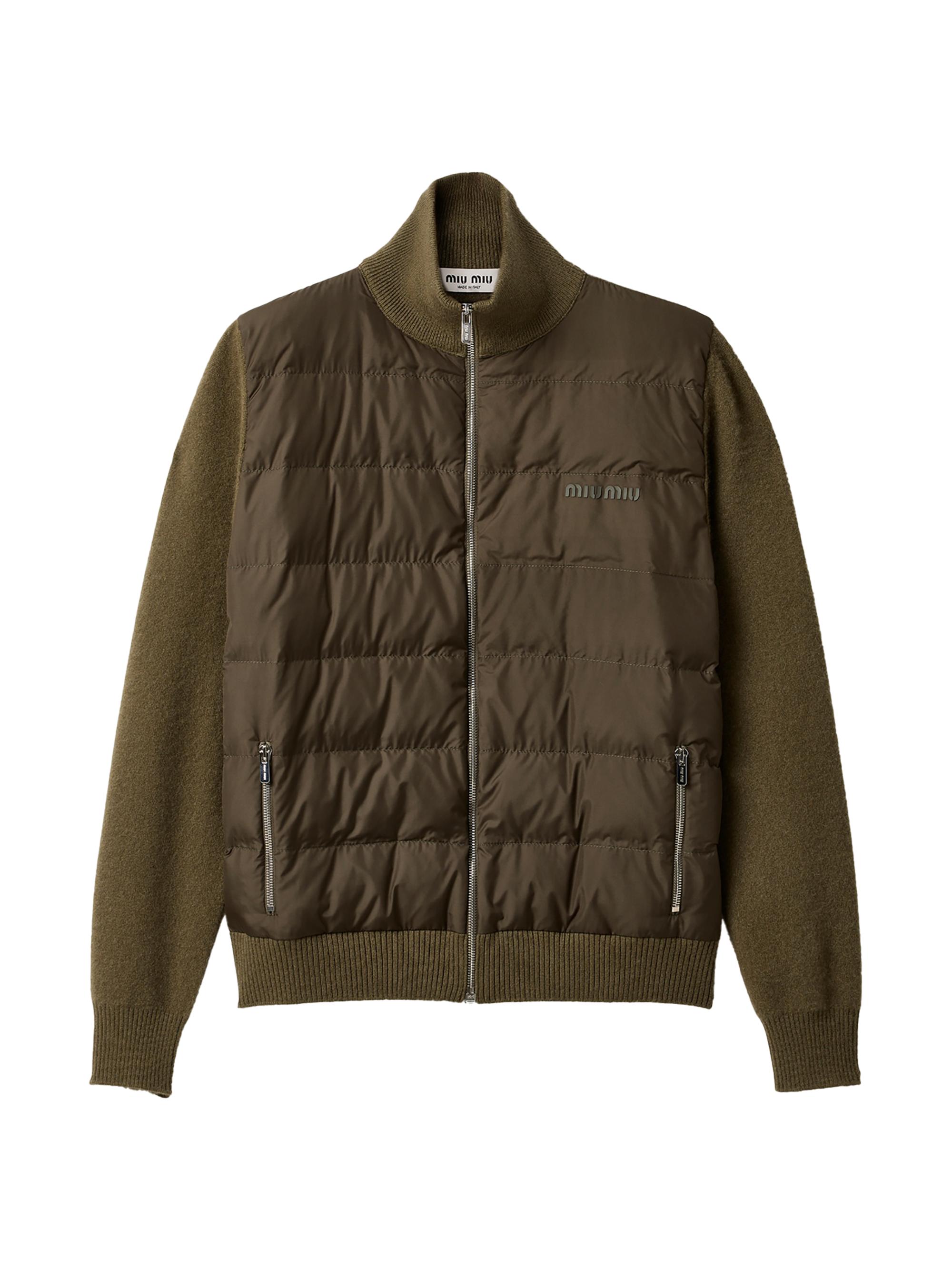 Miu Miu Women's Down-Filled Cashmere Zipper Cardigan - Green