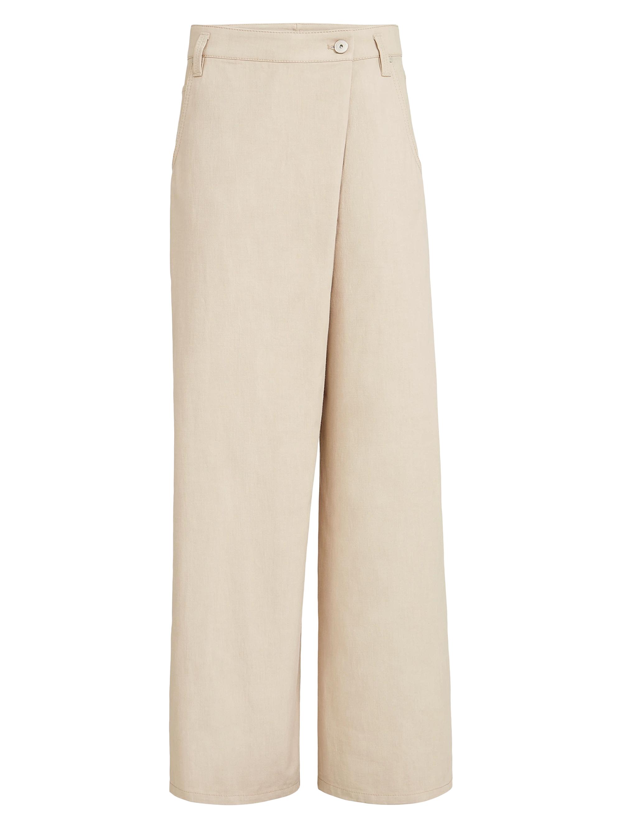 Brunello Cucinelli Women's Cotton Gabardine Loose Wrap Trousers with Monili - Sand