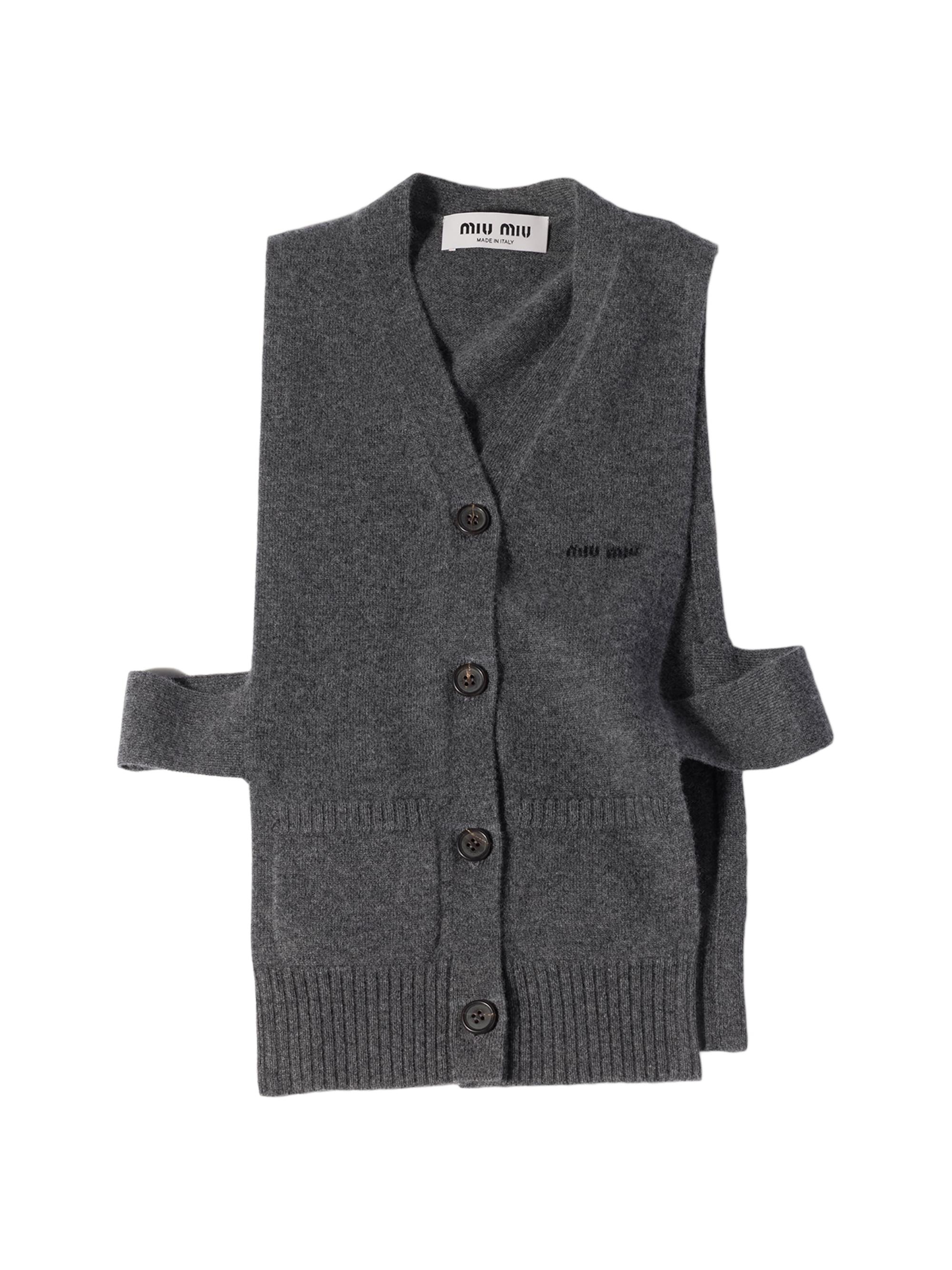Miu Miu Women's Cashmere Cardigan Vest - Grey