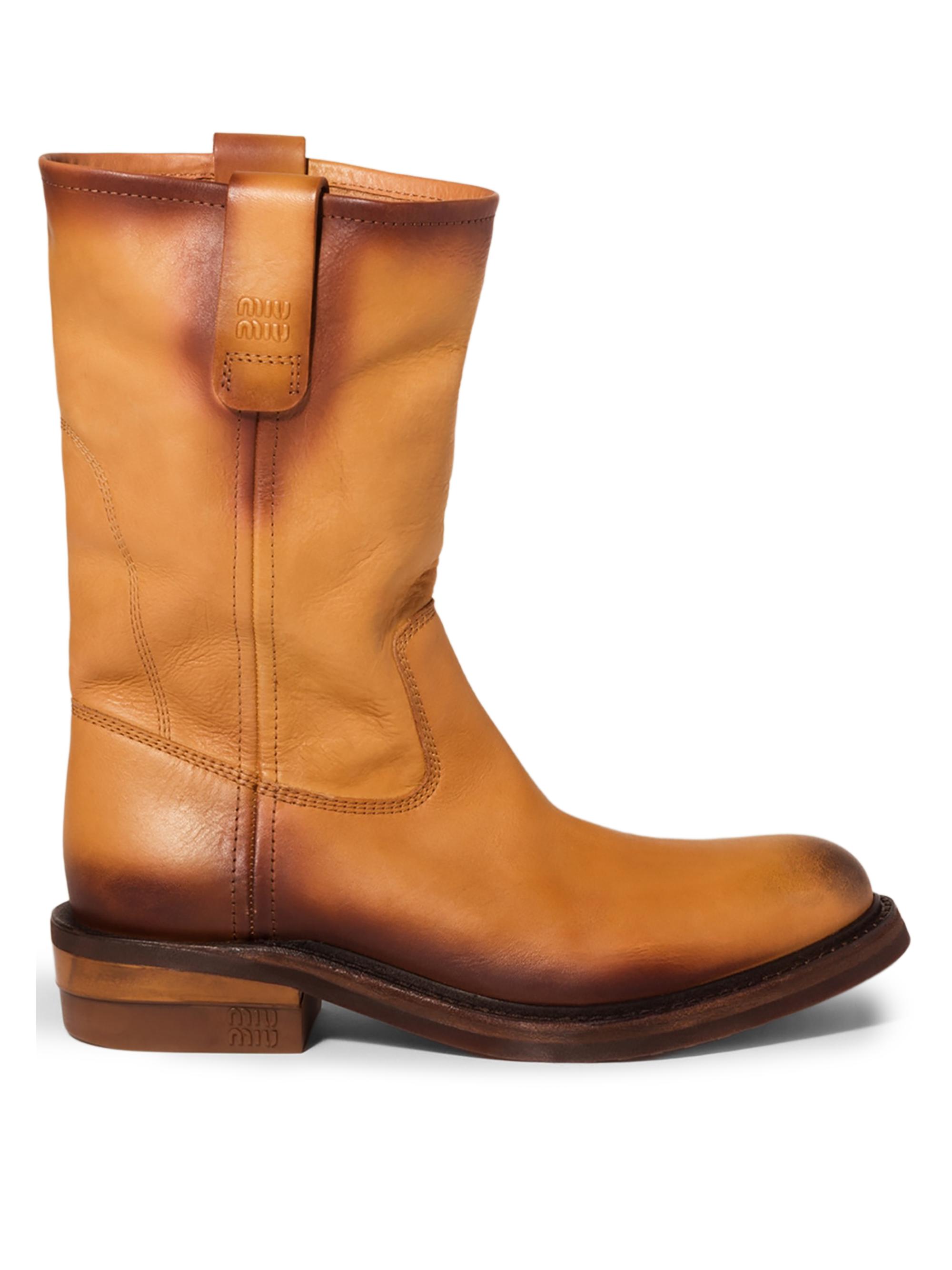 Miu Miu Women's Calf Leather Booties - Brown