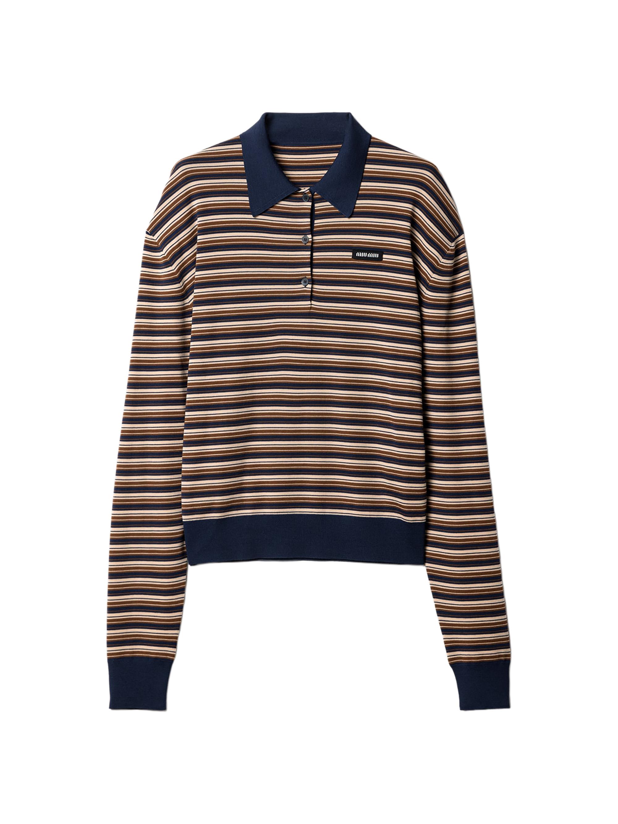Miu Miu Striped Zipper Polo Shirt | Saks Fifth Avenue