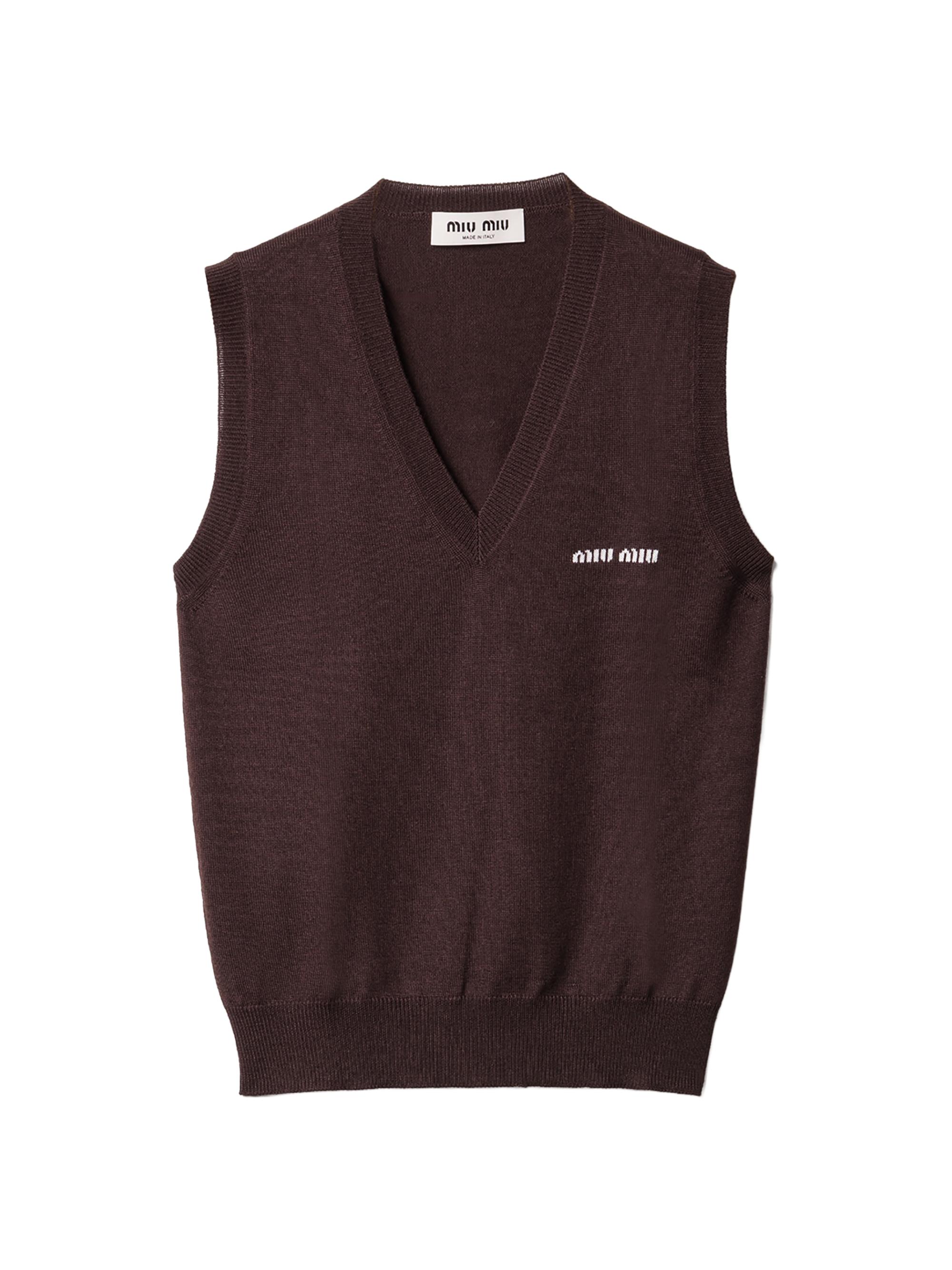 Miu Miu Women's Wool Sweater Vest - Brown | Thumbnail 7
