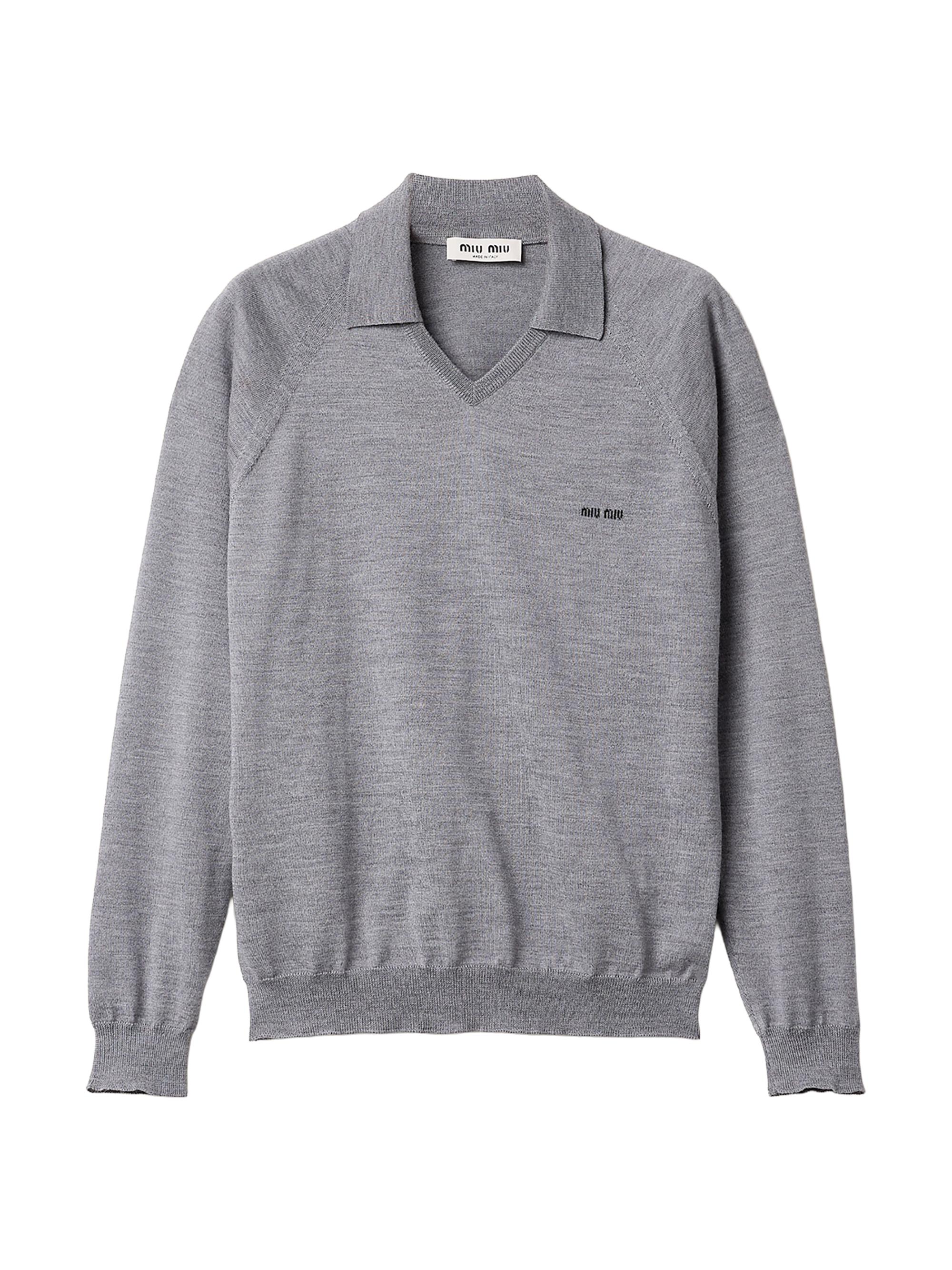 Miu Miu Women's Wool Polo Sweater - Grey