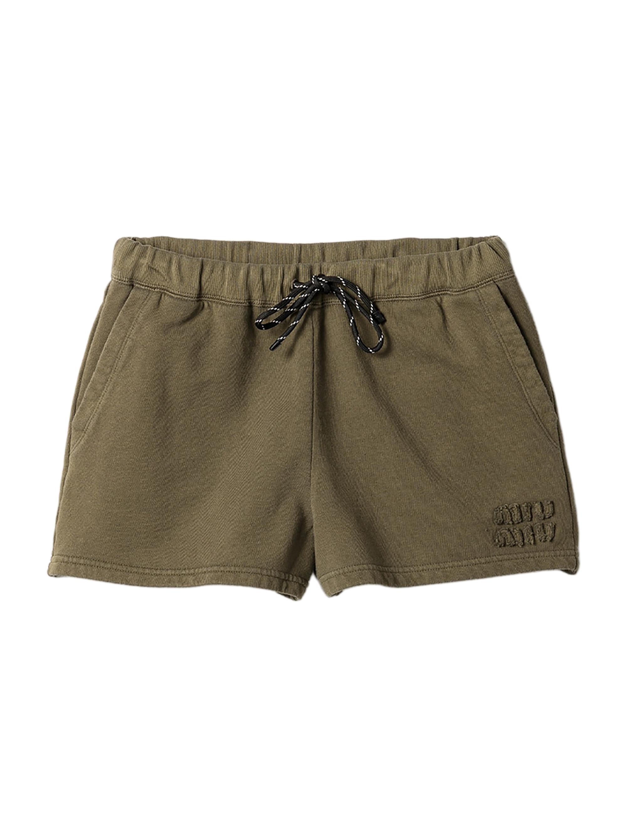 Miu Miu Women's Garment-Dyed Fleece Shorts - Green