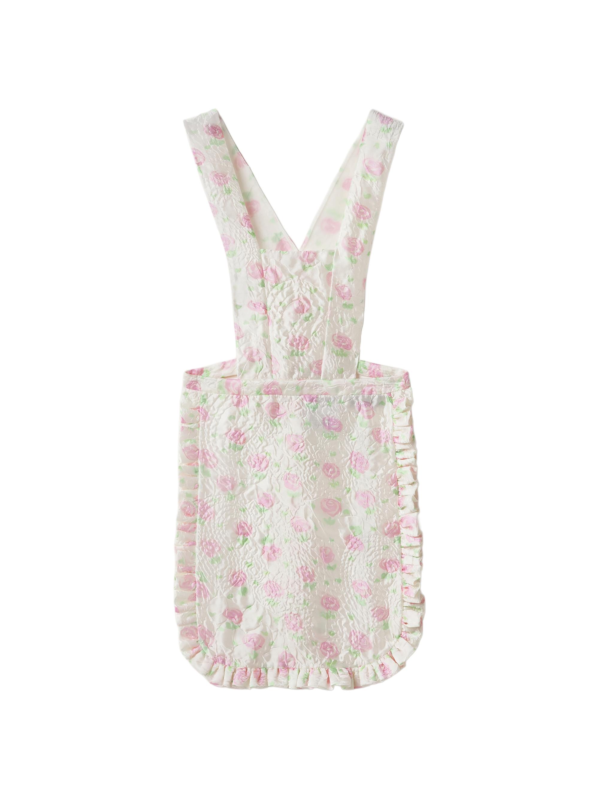 Miu Miu Floral Cloqué Apron - White