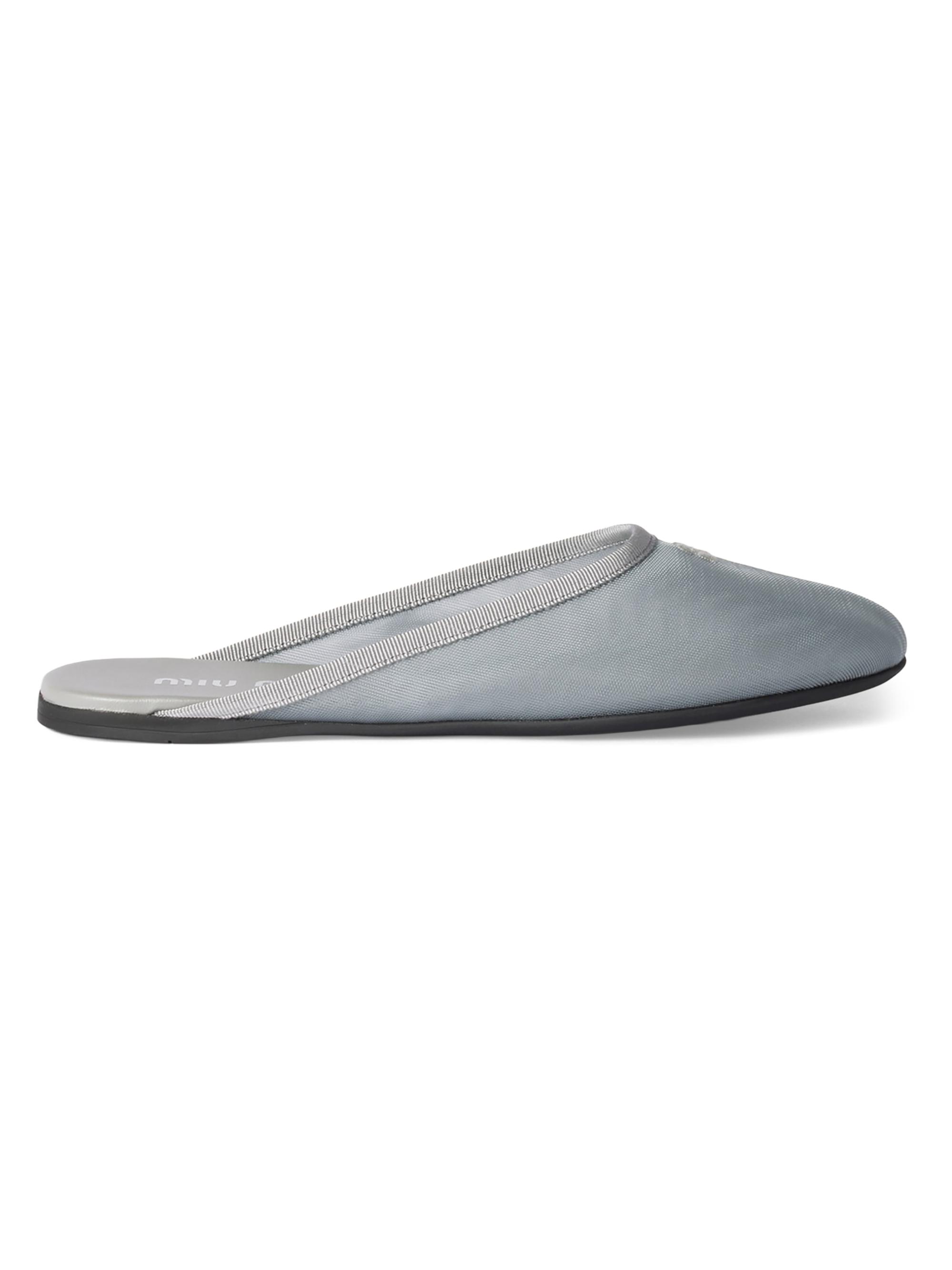 Miu Miu Women's Mesh Fabric Slippers - Grey