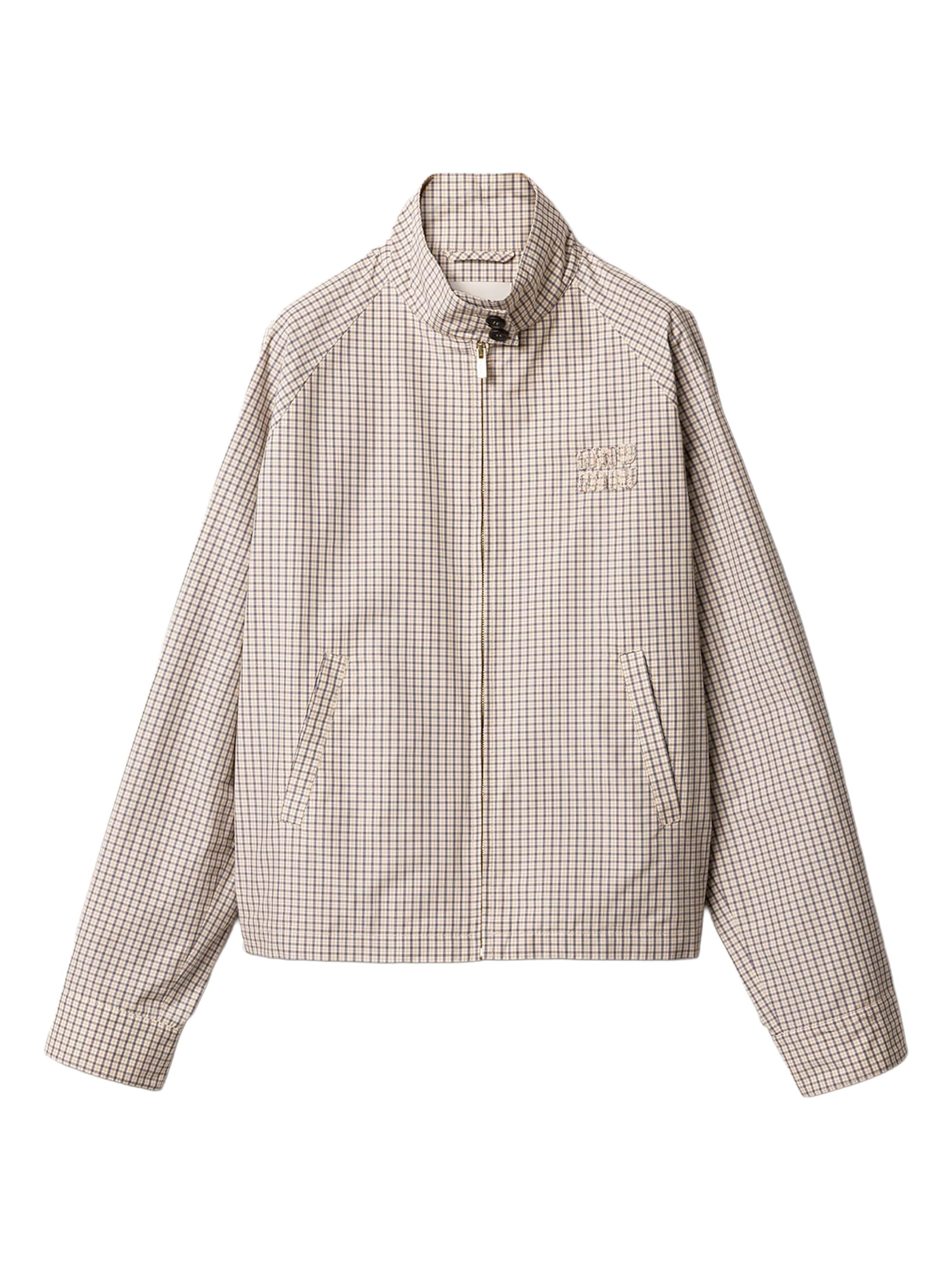 Miu Miu Women's Checked Technical Fabric Blouson Jacket - Beige