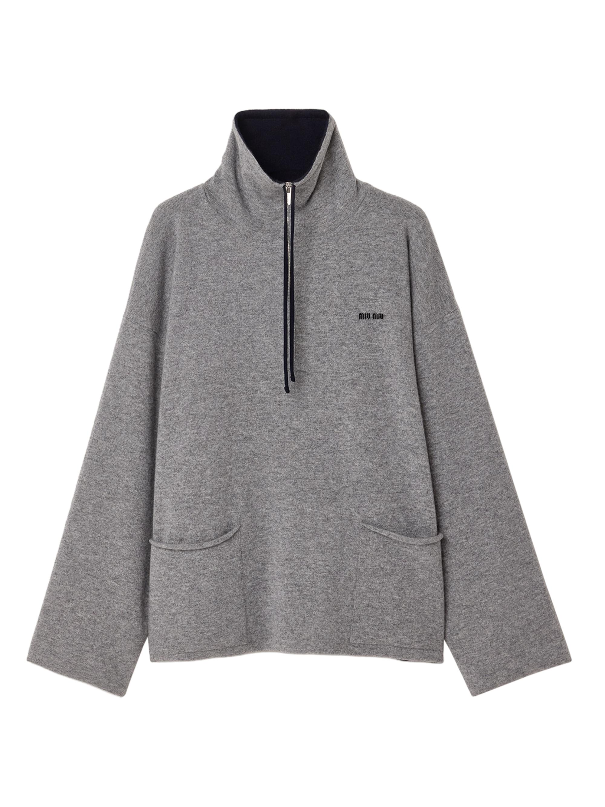 Miu Miu Women's Cashmere Half-Zipper Sweater - Grey