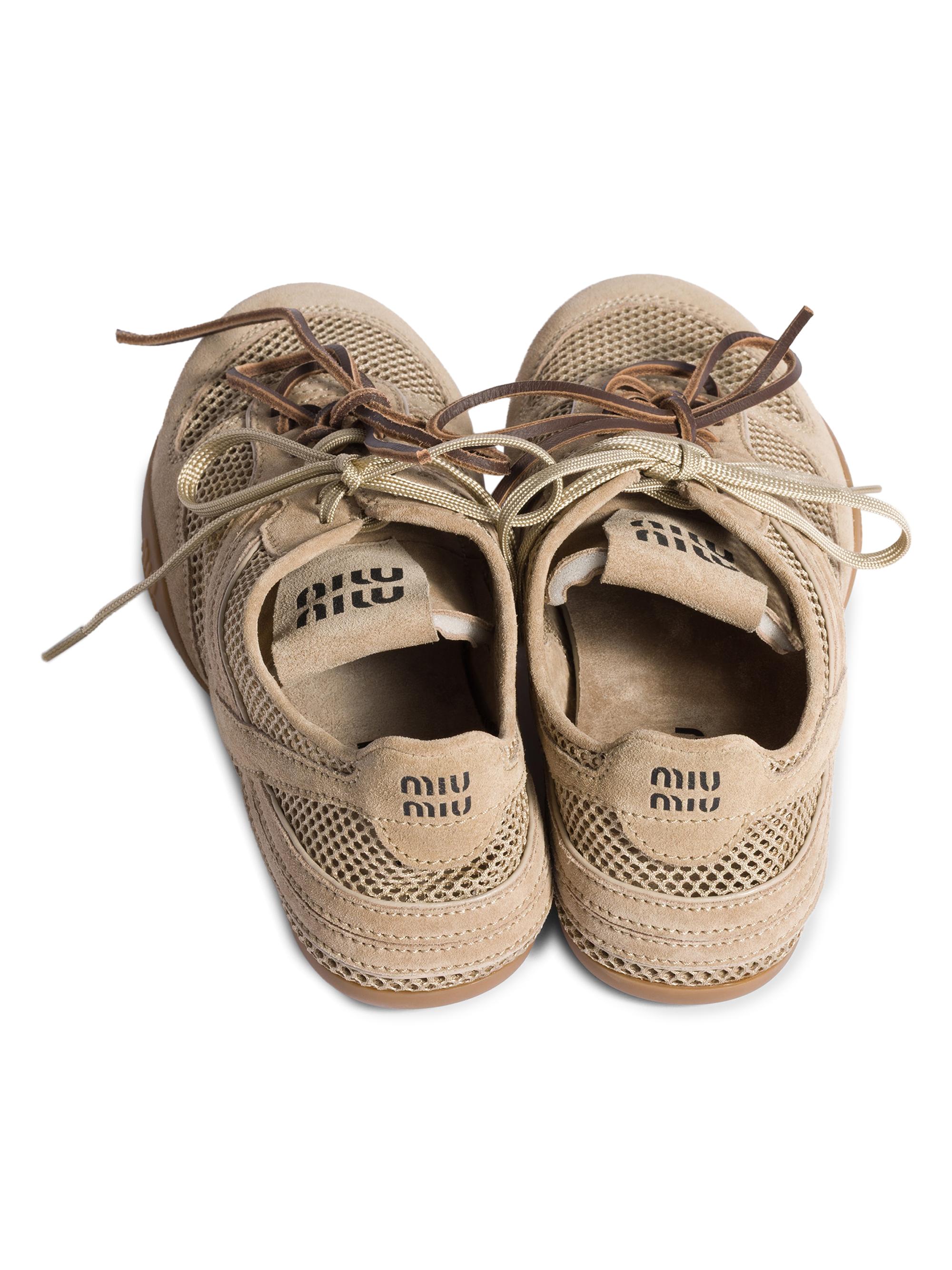 Miu Miu Gymnasium Mesh and Suede Sneakers | Saks Fifth Avenue