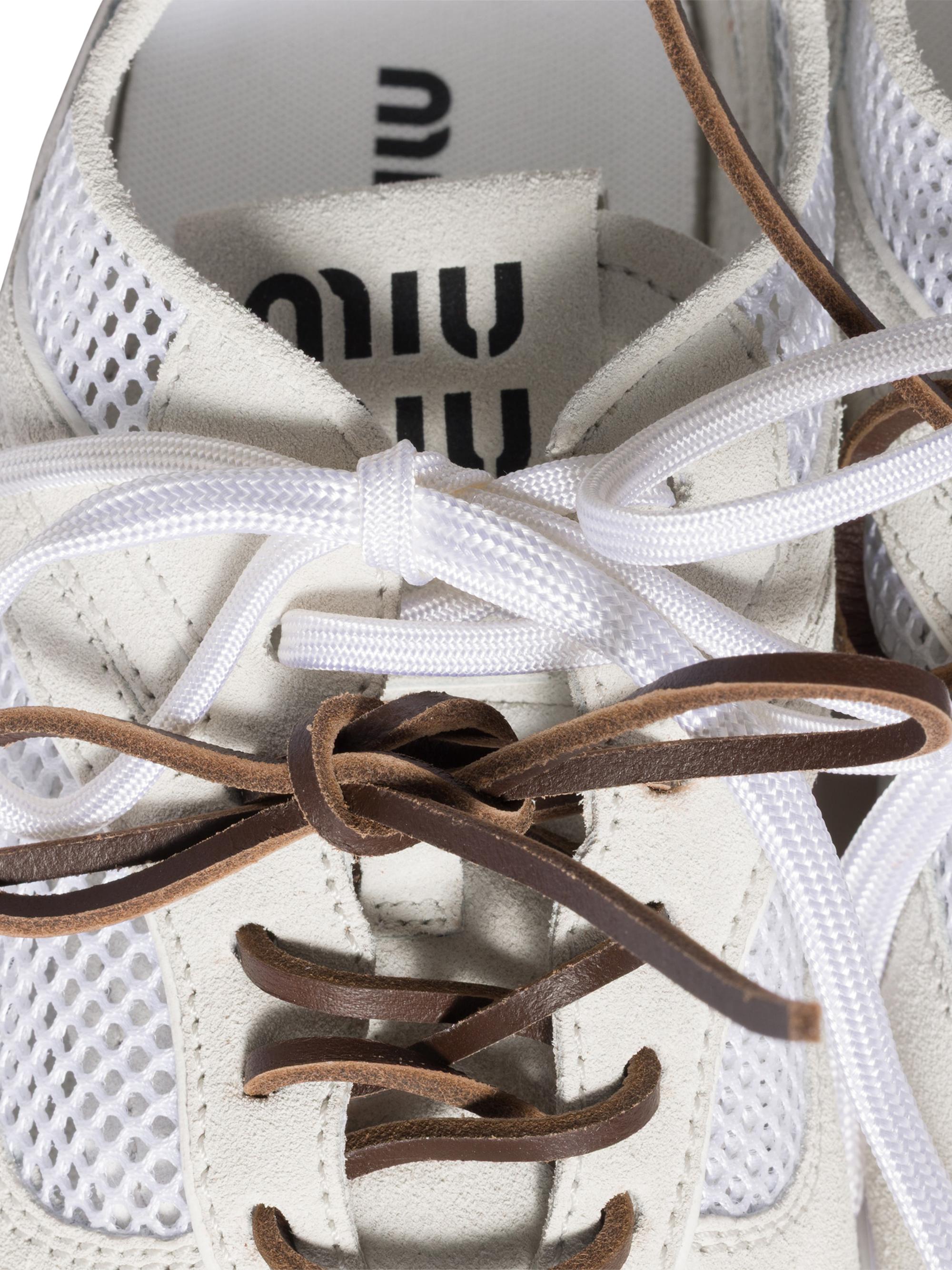 Miu Miu Gymnasium Mesh and Suede Sneakers | Saks Fifth Avenue