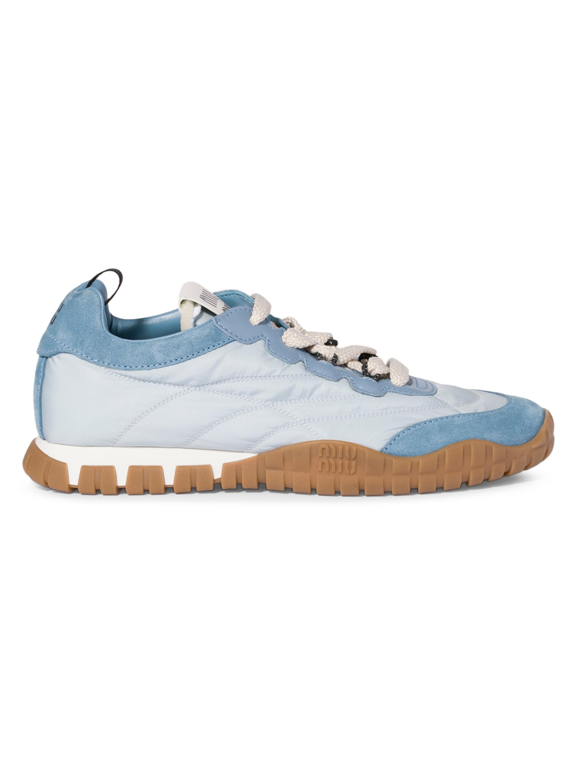 Miu Miu Women's Tyre Technical Fabric and Suede Sneakers - Blue
