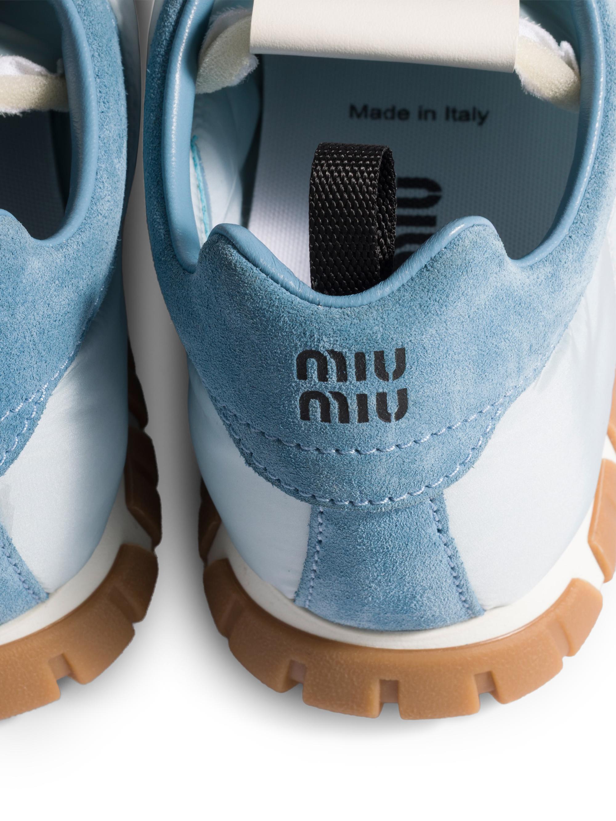 Miu Miu Tyre Technical Fabric and Suede Sneakers | Saks Fifth Avenue